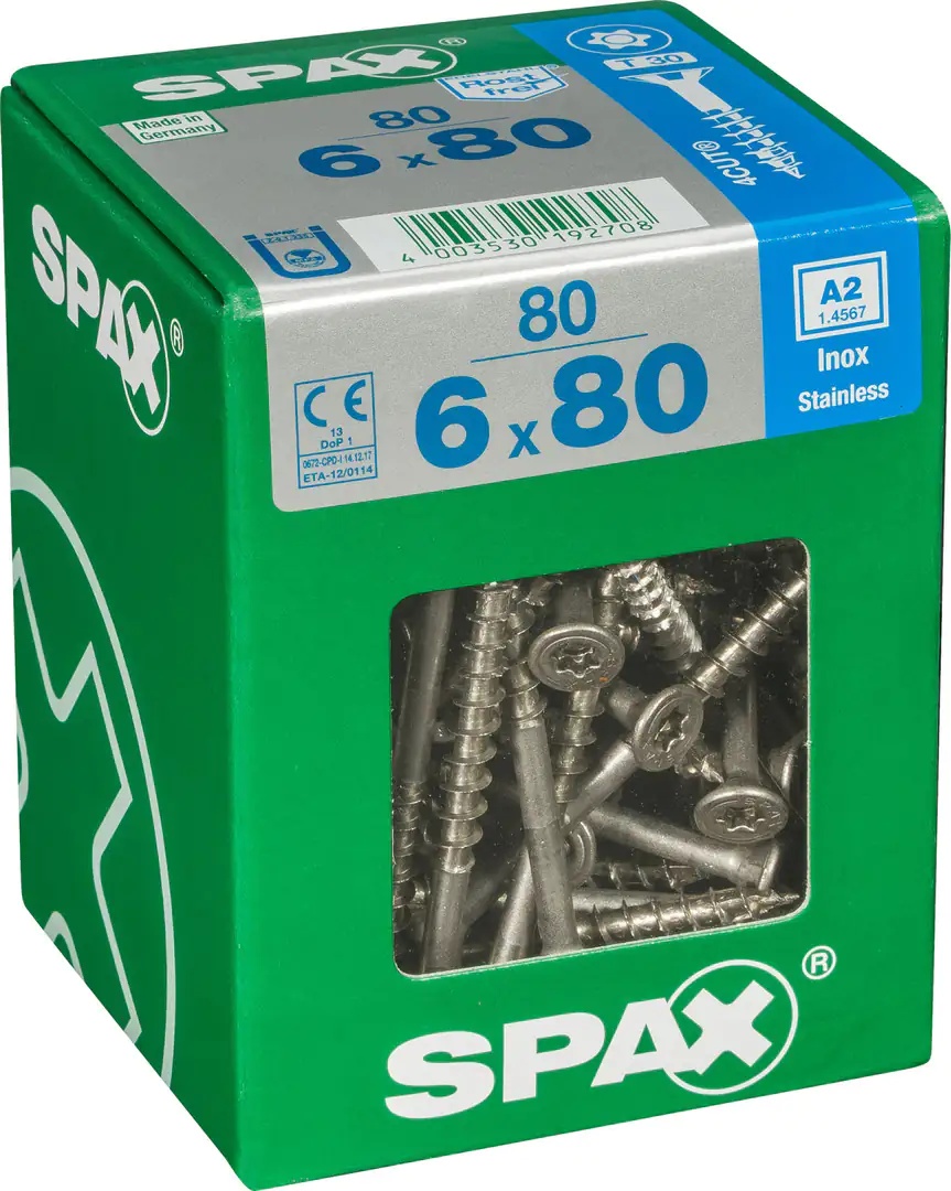 Spax Universalschrauben 6.0 x 80 mm TX 30 - 80 Stück Edelstahl