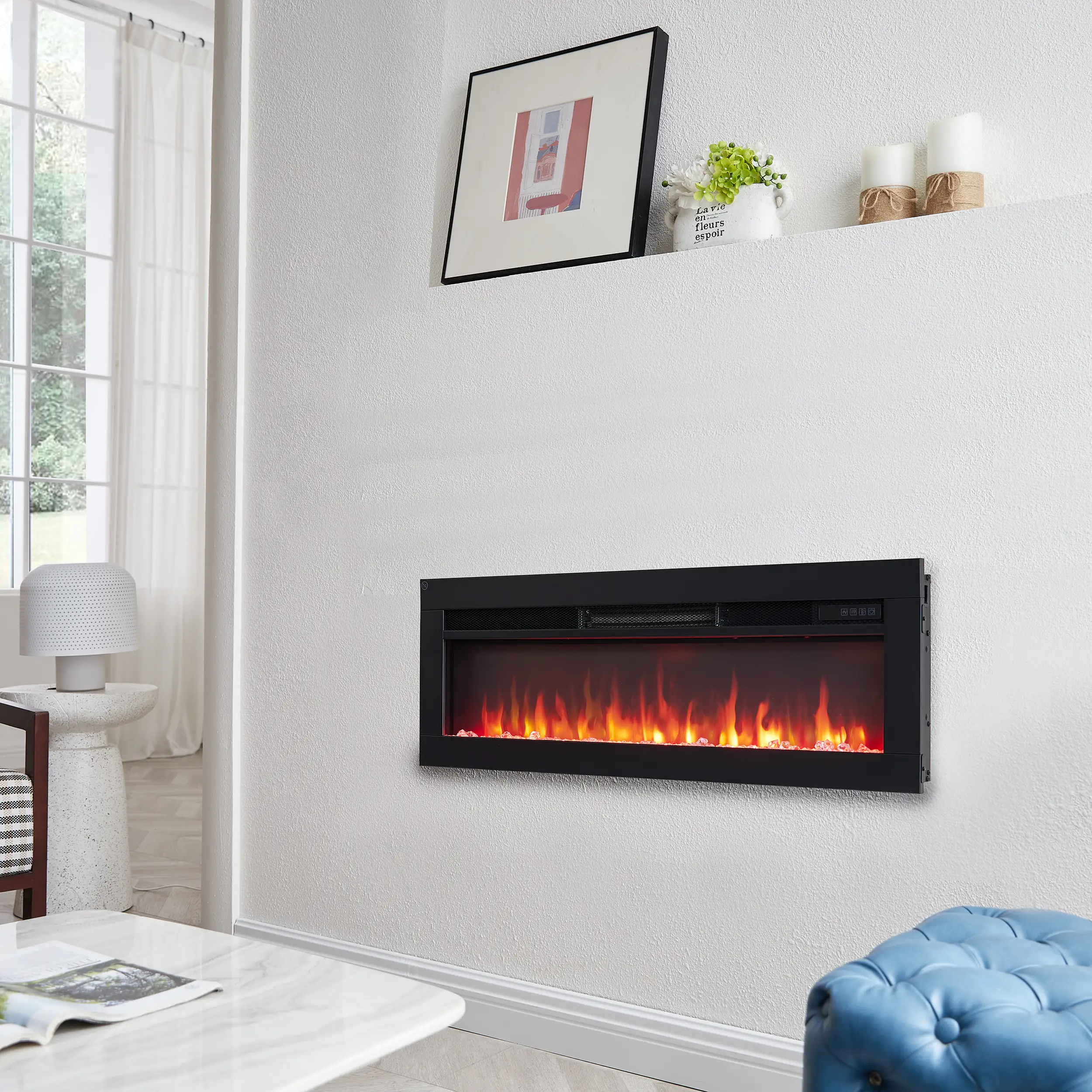 BALDERIA Elektrokamin schwarz Agnes 36 1000/1800 Watt 33 x 92 cm