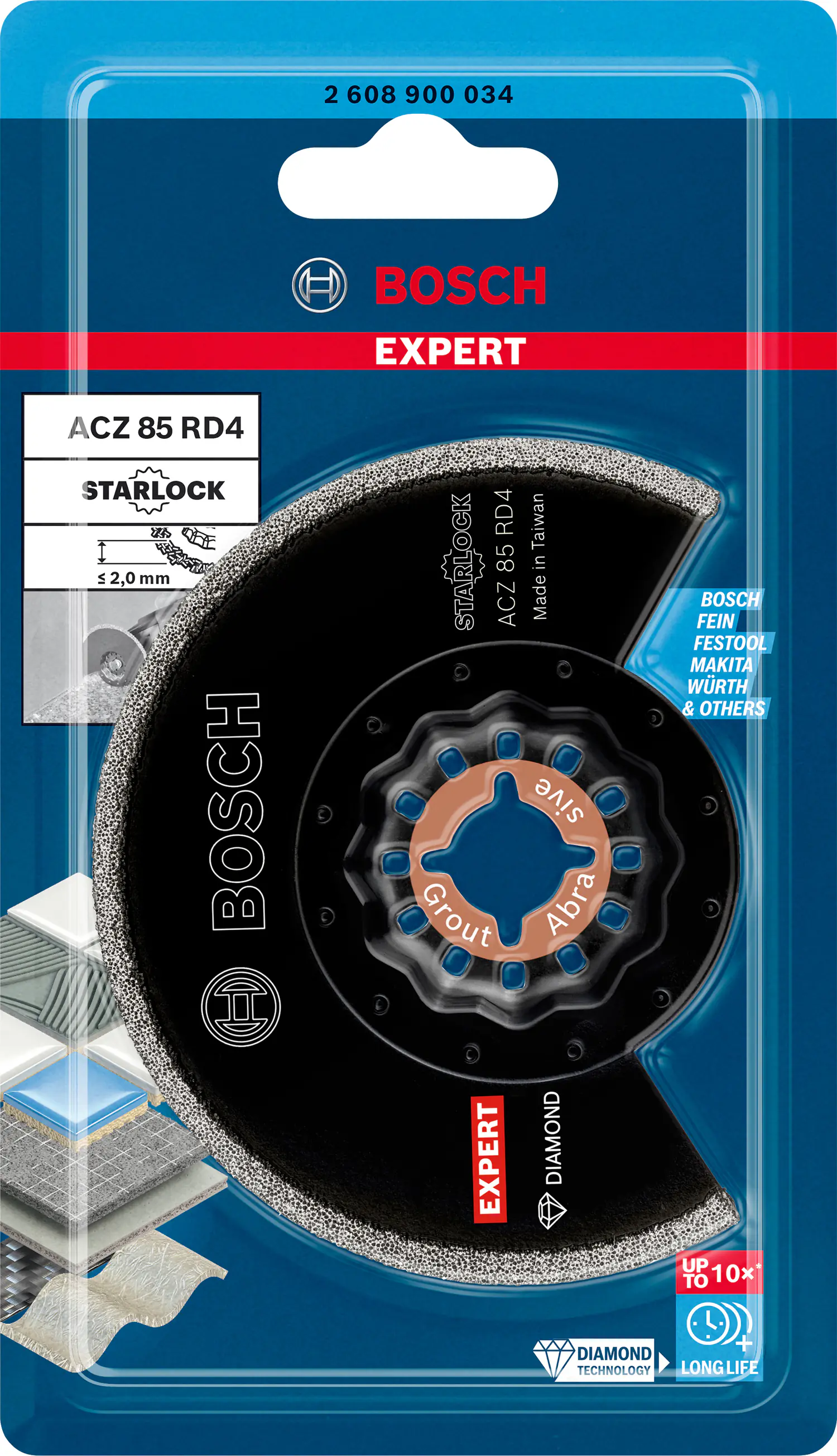 Bosch Expert Diamant-Segment-Sägeblatt ACZ 85 RD4 für Multifunktionswerkzeuge 85 mm