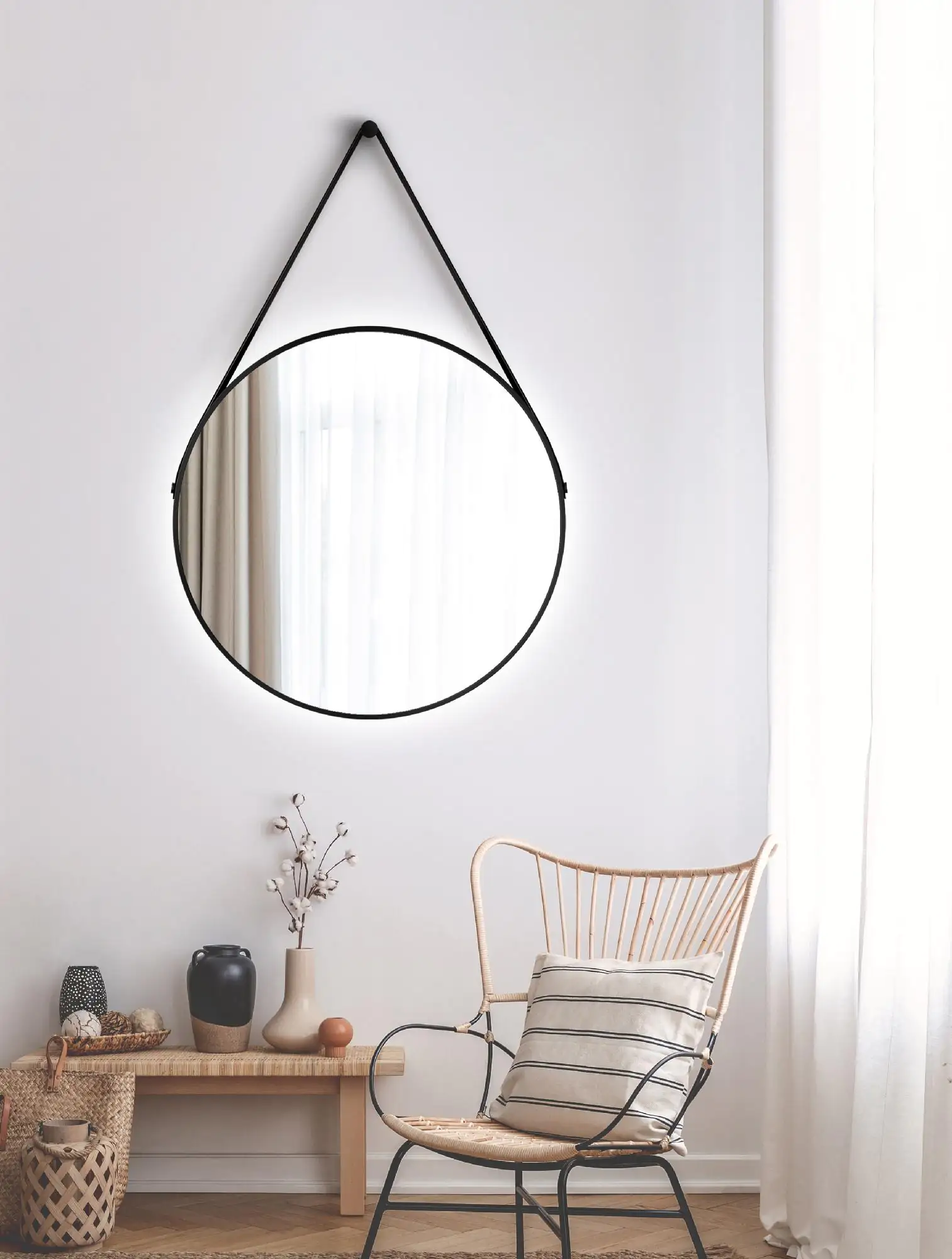 DSK LED Lichtspiegel Silver Barbier Ø80 cm, schwarz