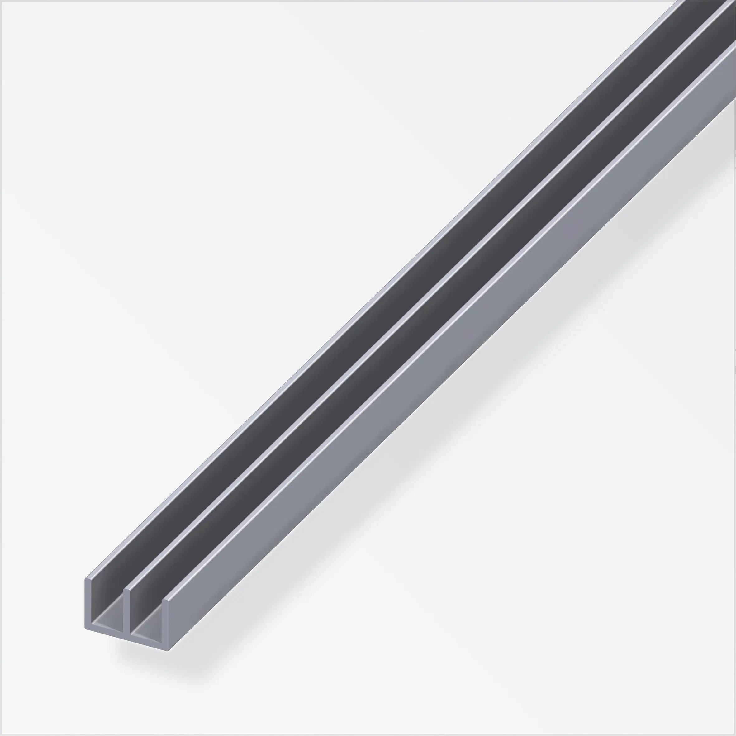 alfer Führungsschienen-Profil, oben 2 m, 10 x 6 x 1.3 mm Alu roh blank