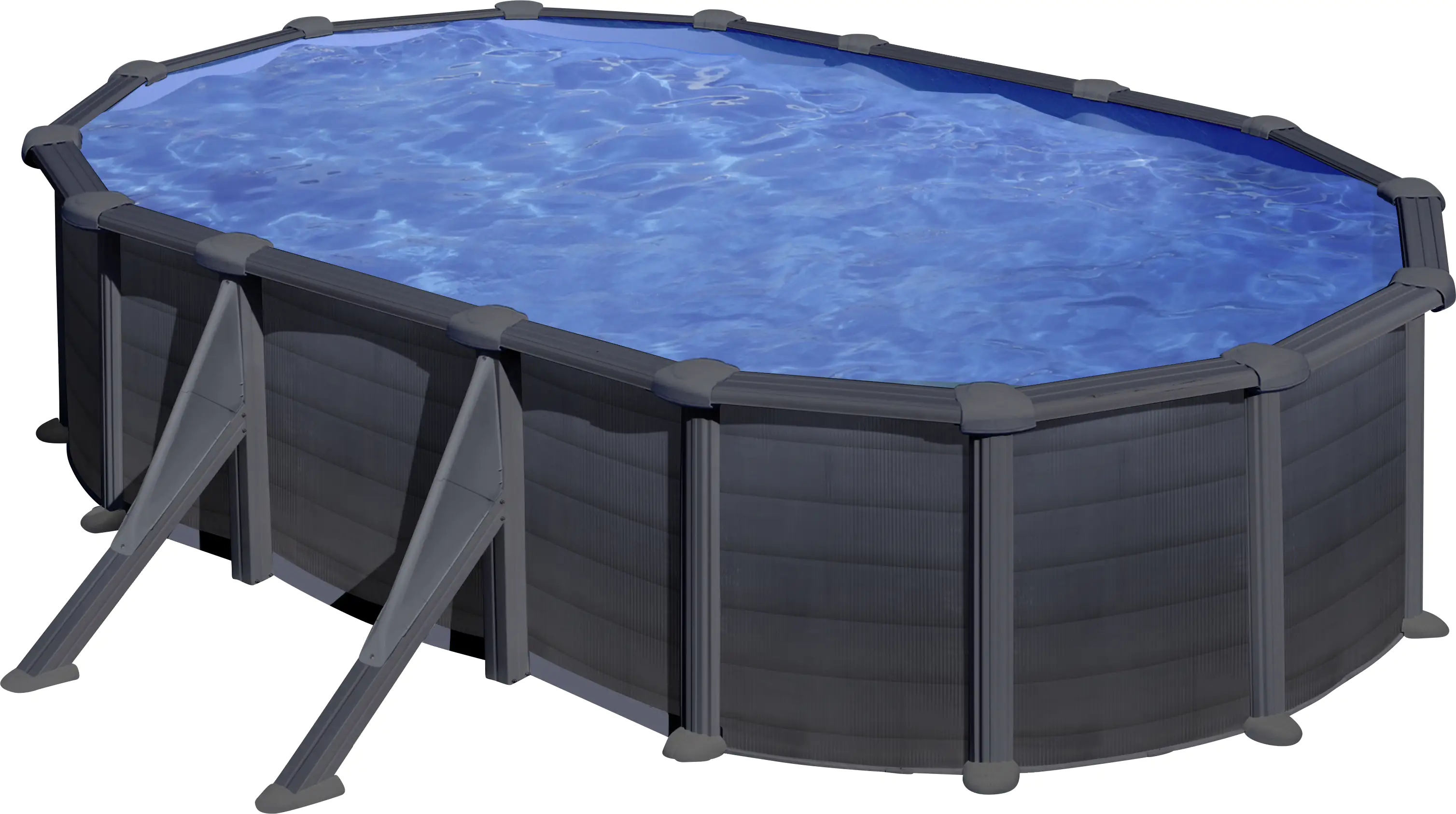 Gre Stahlwandpool Granada oval 610 x 375 x 132 cm, graphit