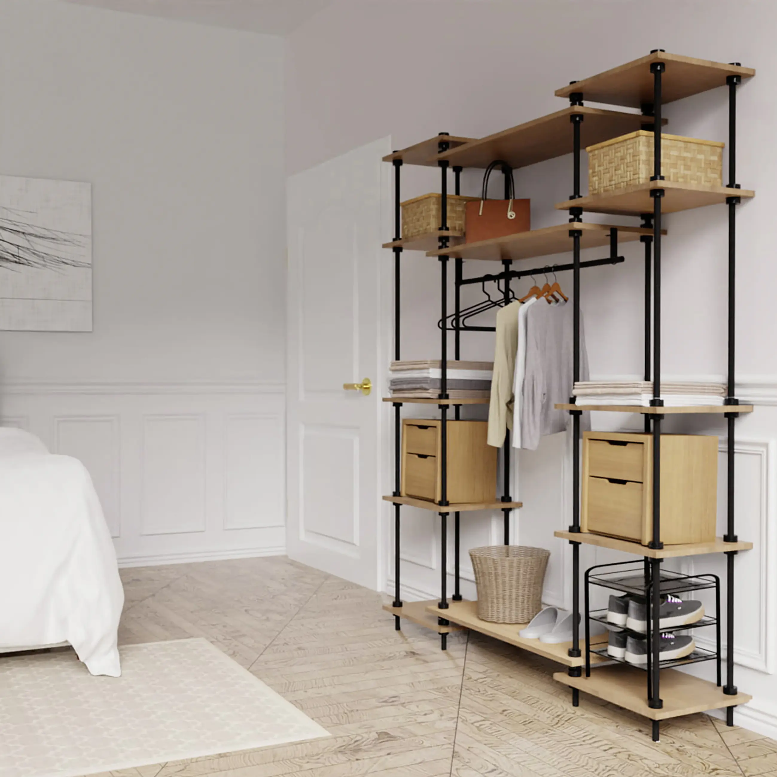 Ar Shelving Garderobe Deco Set S 185 x 151 cm Eiche anthrazit