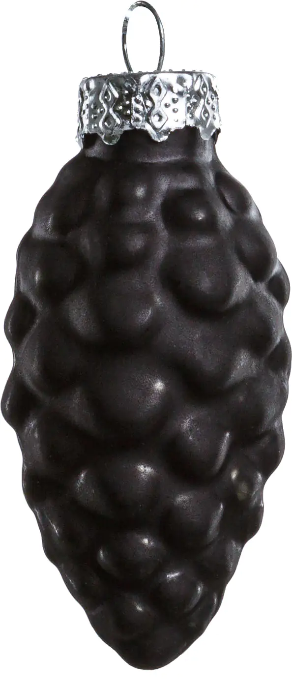 TrendLine Weihnachtskugeln Glas-Tannenzapfen 6 cm schwarz 12 Stück