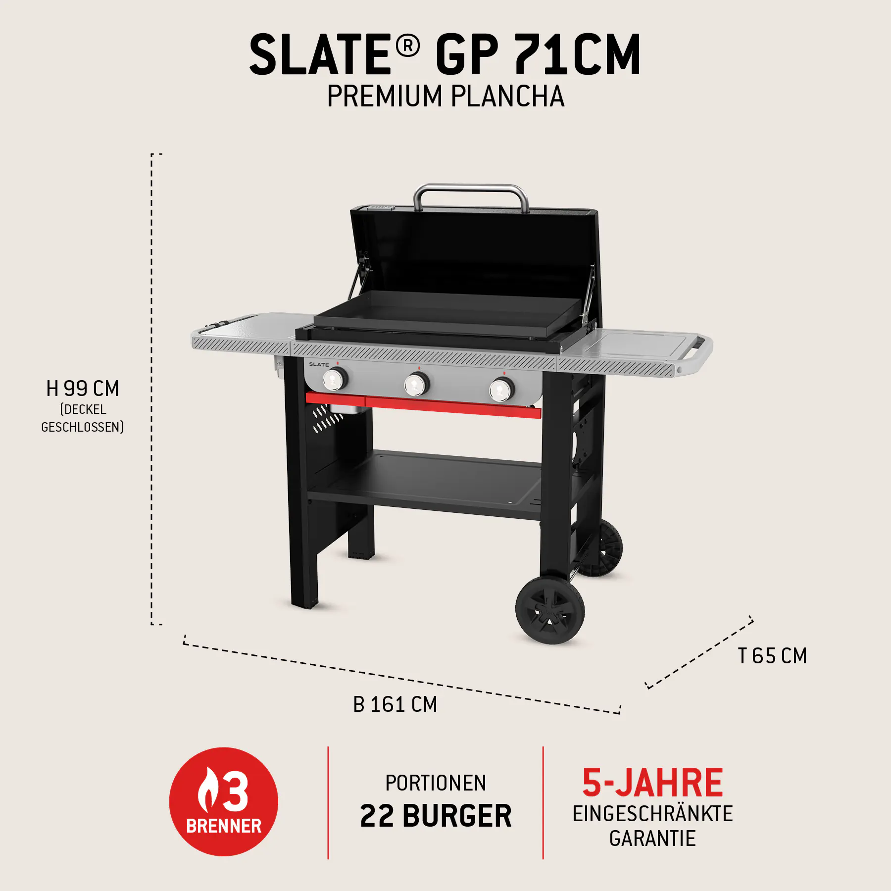 Weber Gasgrill Slate GPD Premium Plancha Grillfläche: 71 x 46 cm