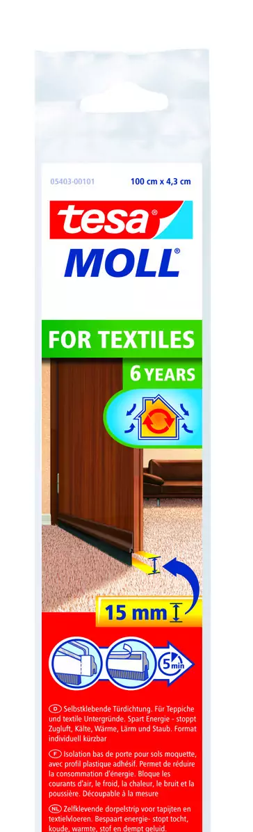 tesa Moll Türdichtschiene braun für Textilböden für Spalten bis 15 mm