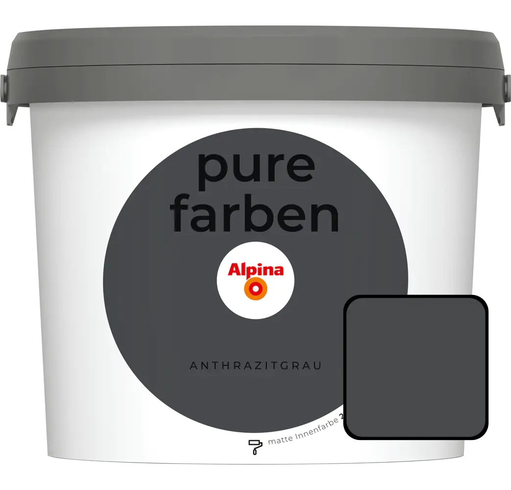 Alpina Pure Farben Wandfarbe anthrazitgrau 2,5 L