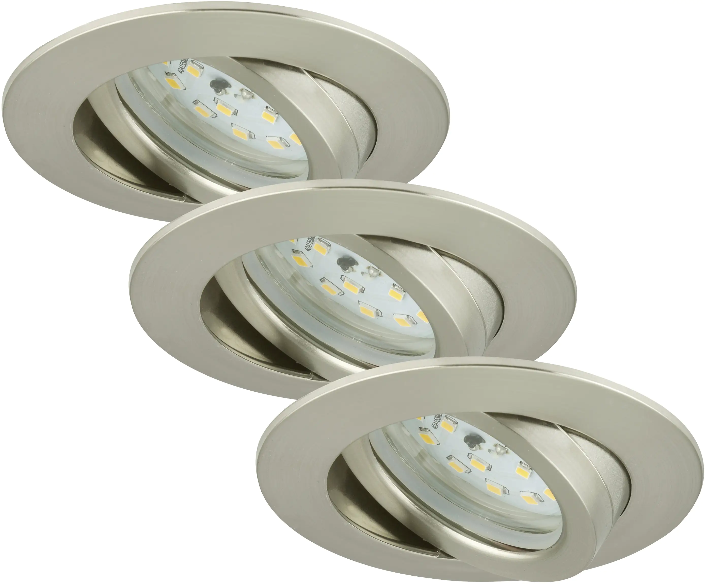 Briloner 3er Set LED Einbauleuchten Attach nickel-matt Ø 8,2 cm