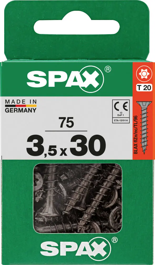 Spax Universalschrauben 3,5 x 30 mm T20 Vollgewinde - 75 Stk. 