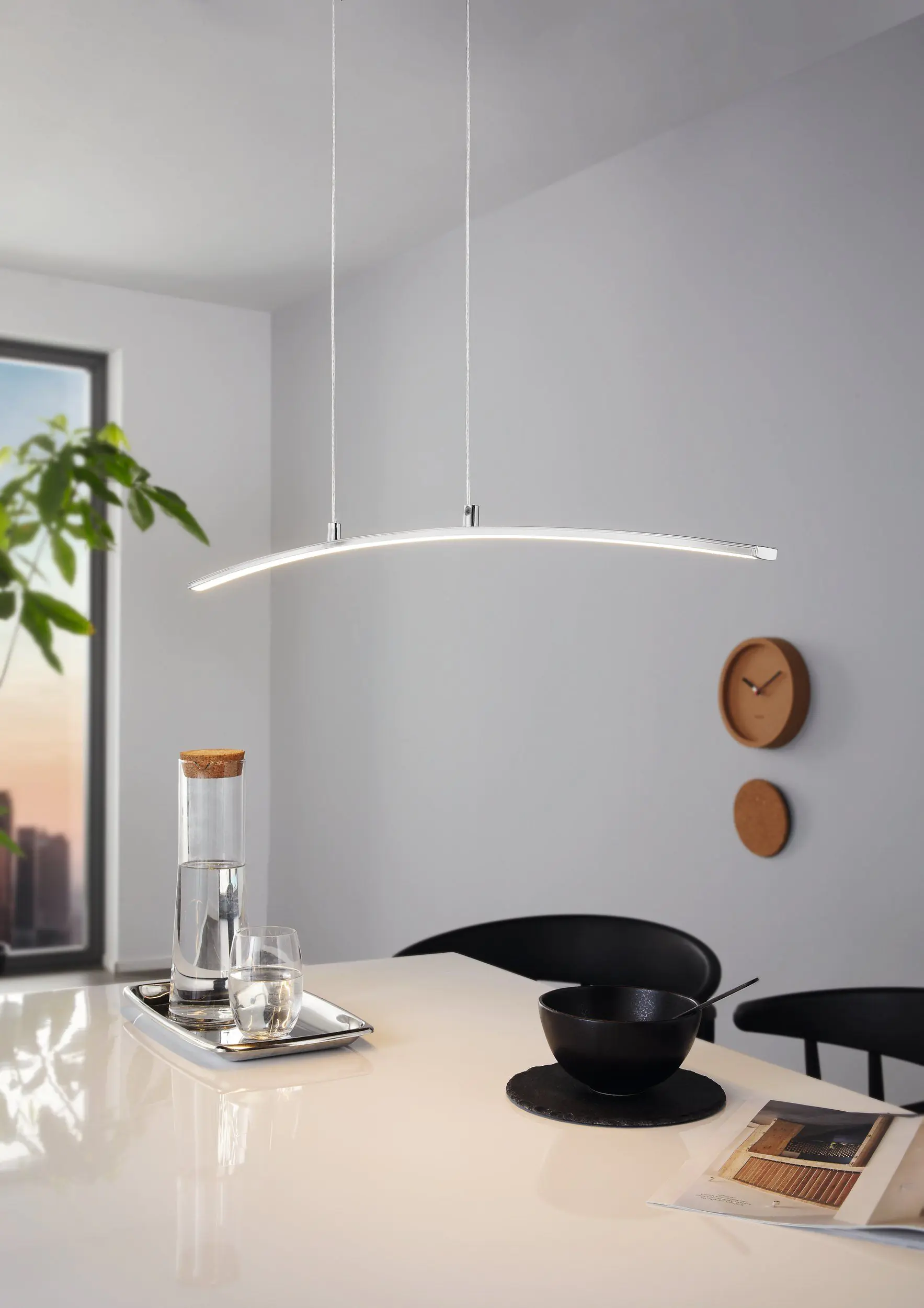 Eglo LED Pendelleuchte Lasana chrom 90 cm warmweiß