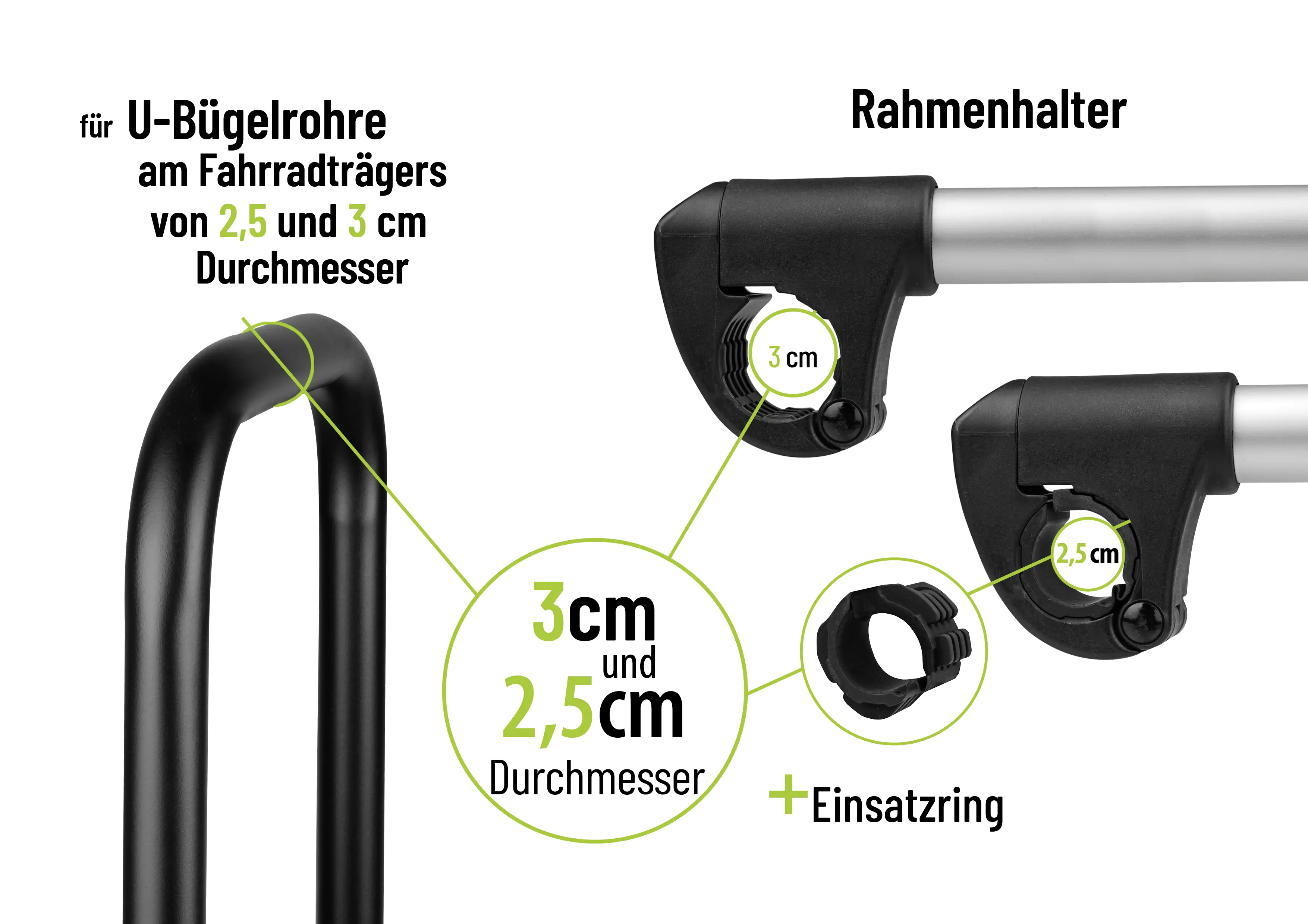 EUFAB Strap Rahmenhalter Fahrrad kurz 12cm Ø 25 + 30 mm