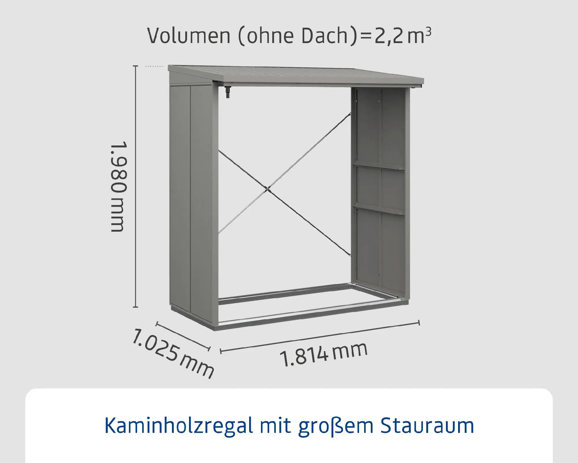 Ecostar Kaminholzregal Elegant-V Typ 2, graualuminium, mit Verstrebung