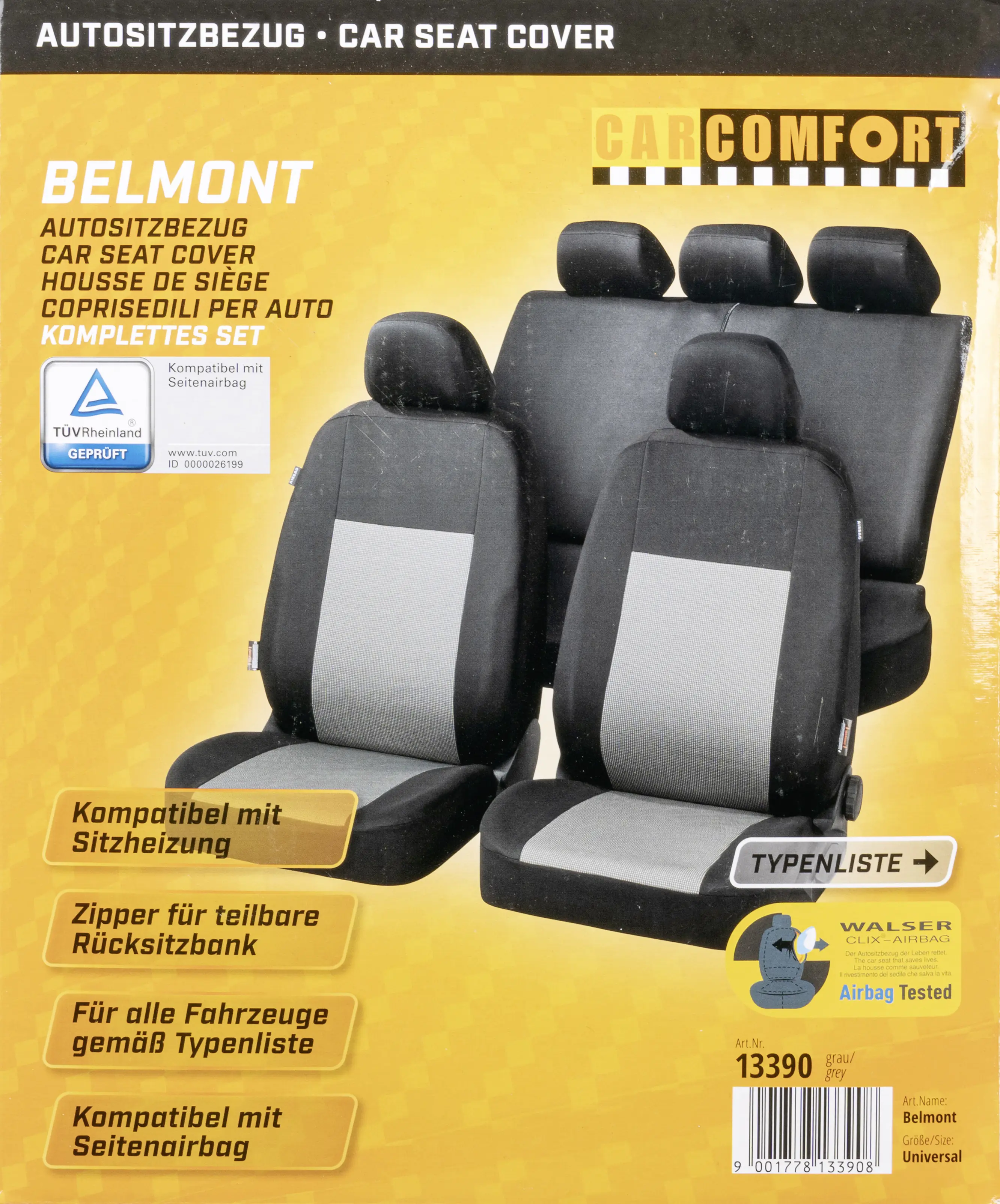 CarComfort Autositzbezug-Set Belmont schwarz-grau