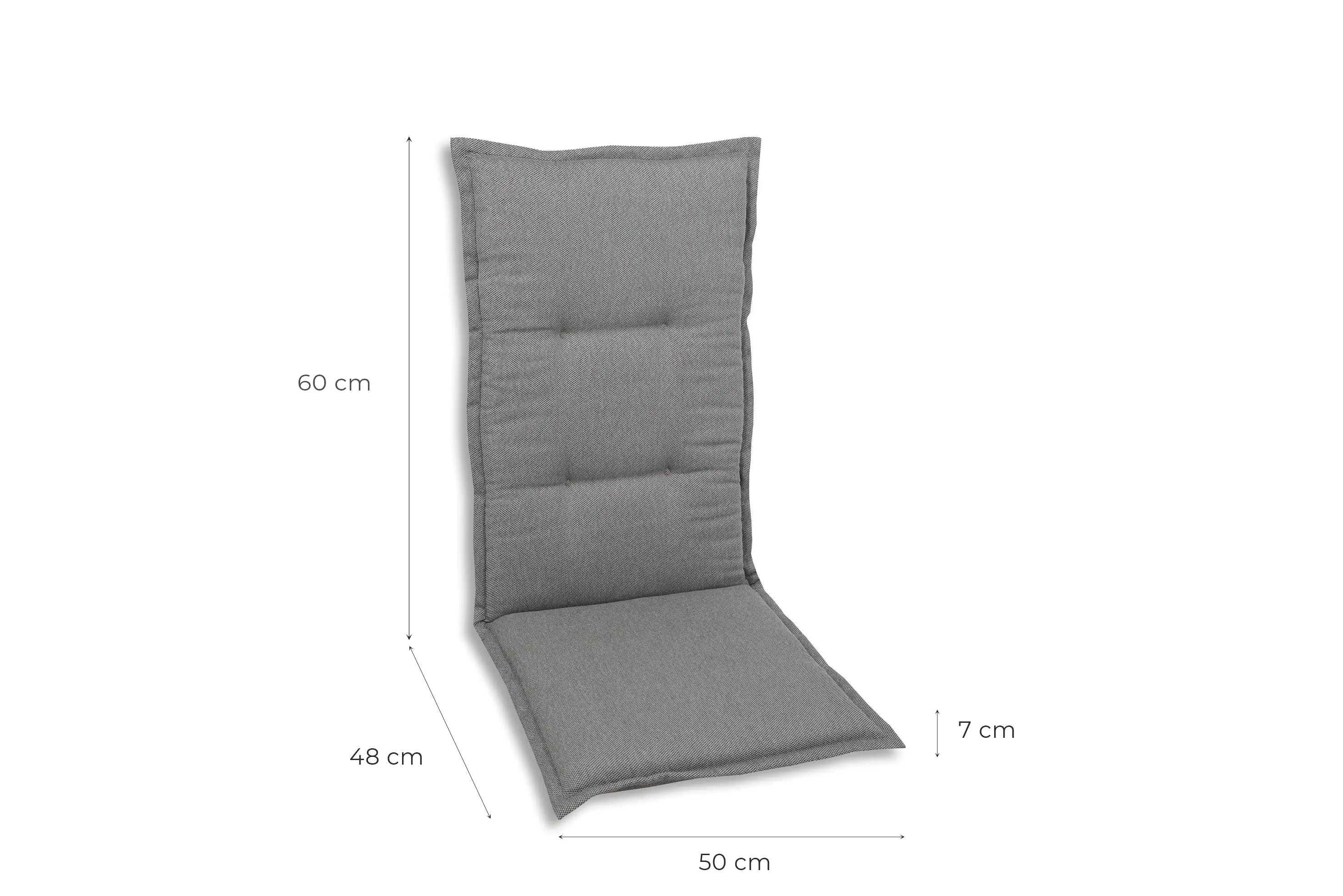 GO-DE Mittellehner-Auflage 108 cm x 50 cm x 7 cm, grau
