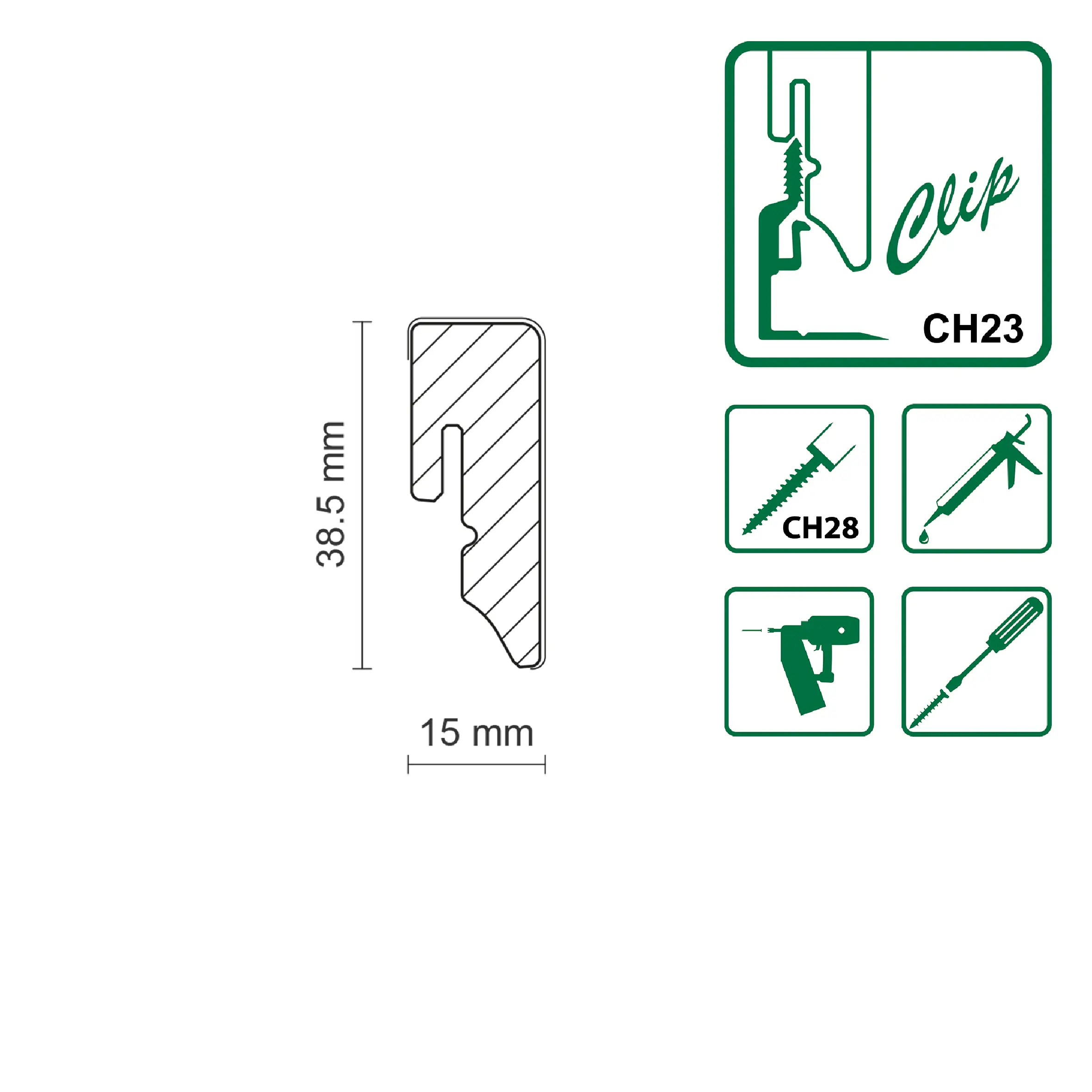 Neuhofer Fußleiste 240 cm x 38,5 x 15 mm weiß foliert