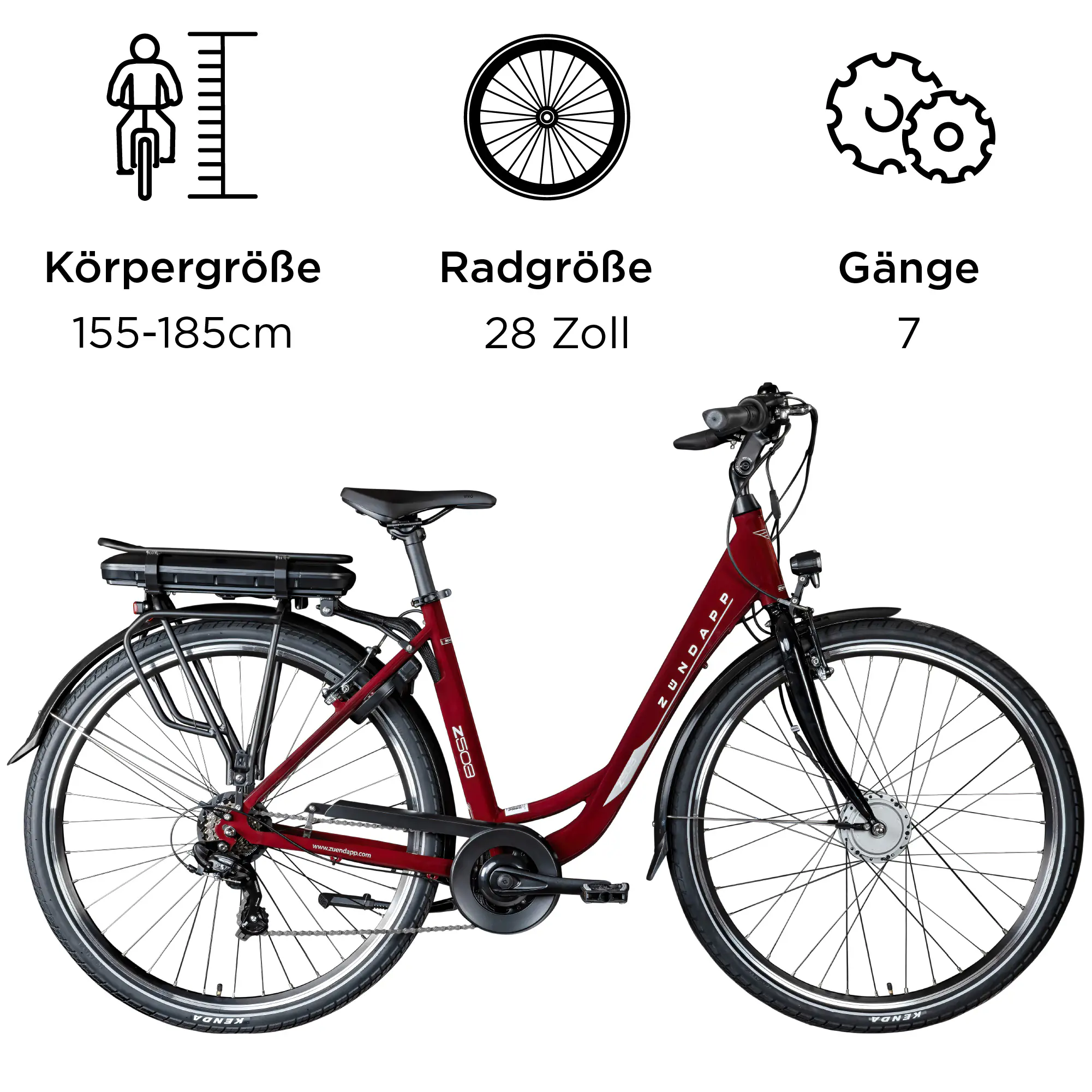 Zündapp E-Bike Z503 City 28 Zoll 7-Gang 522 Wh weinrot