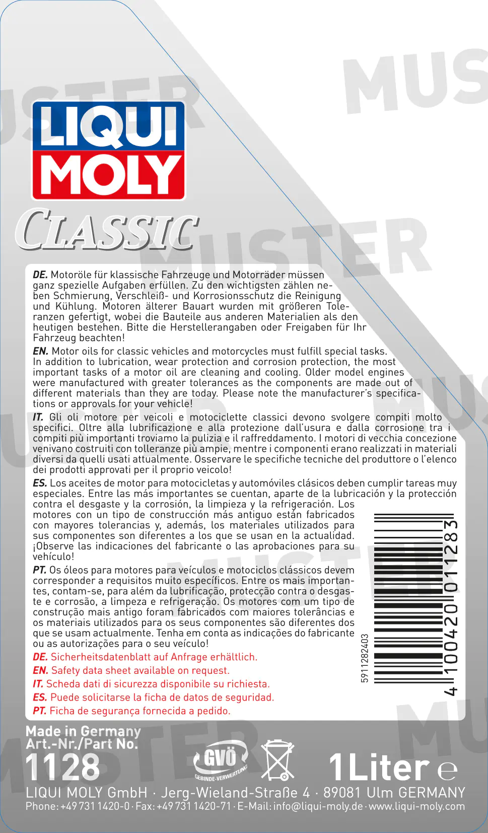 Liqui Moly Classic Motoröl SAE 20W-50 HD 1 L