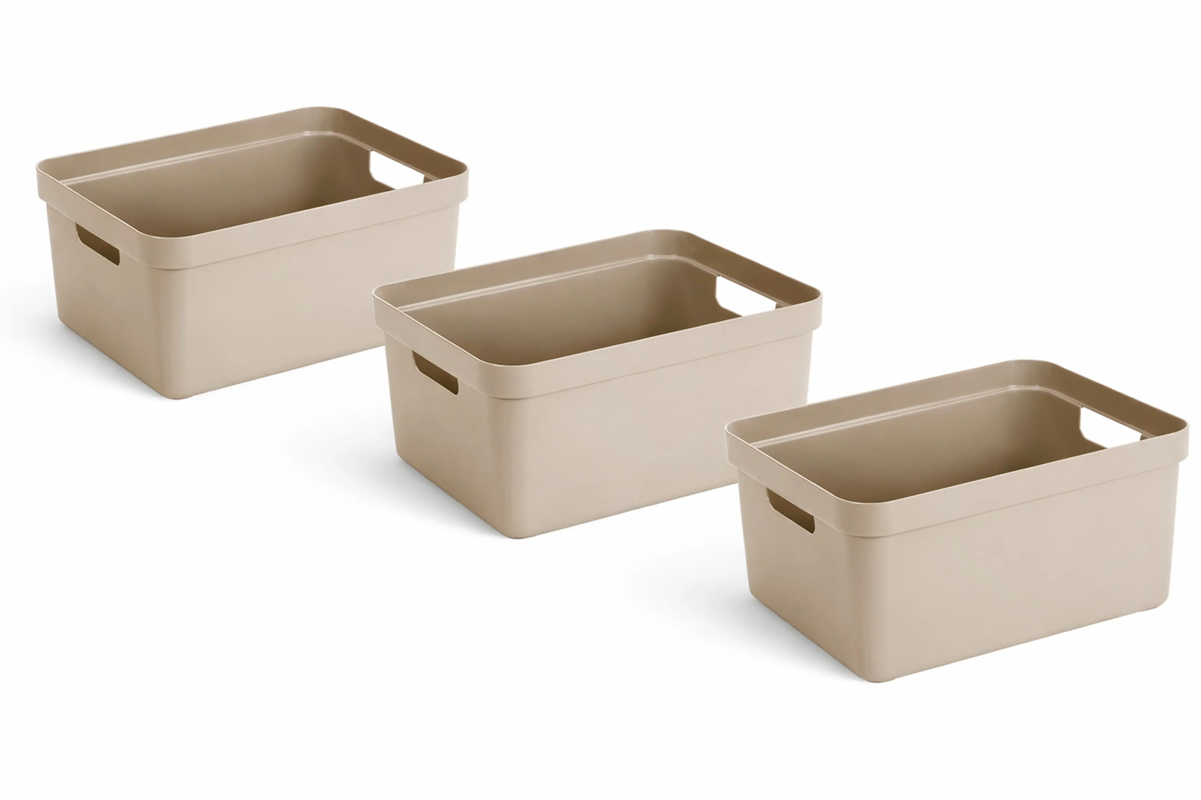 Sunware Aufbewahrungsbox Sigma Home mit Griffen 44,5 x 34,5 cm 32 L beige 3er Set