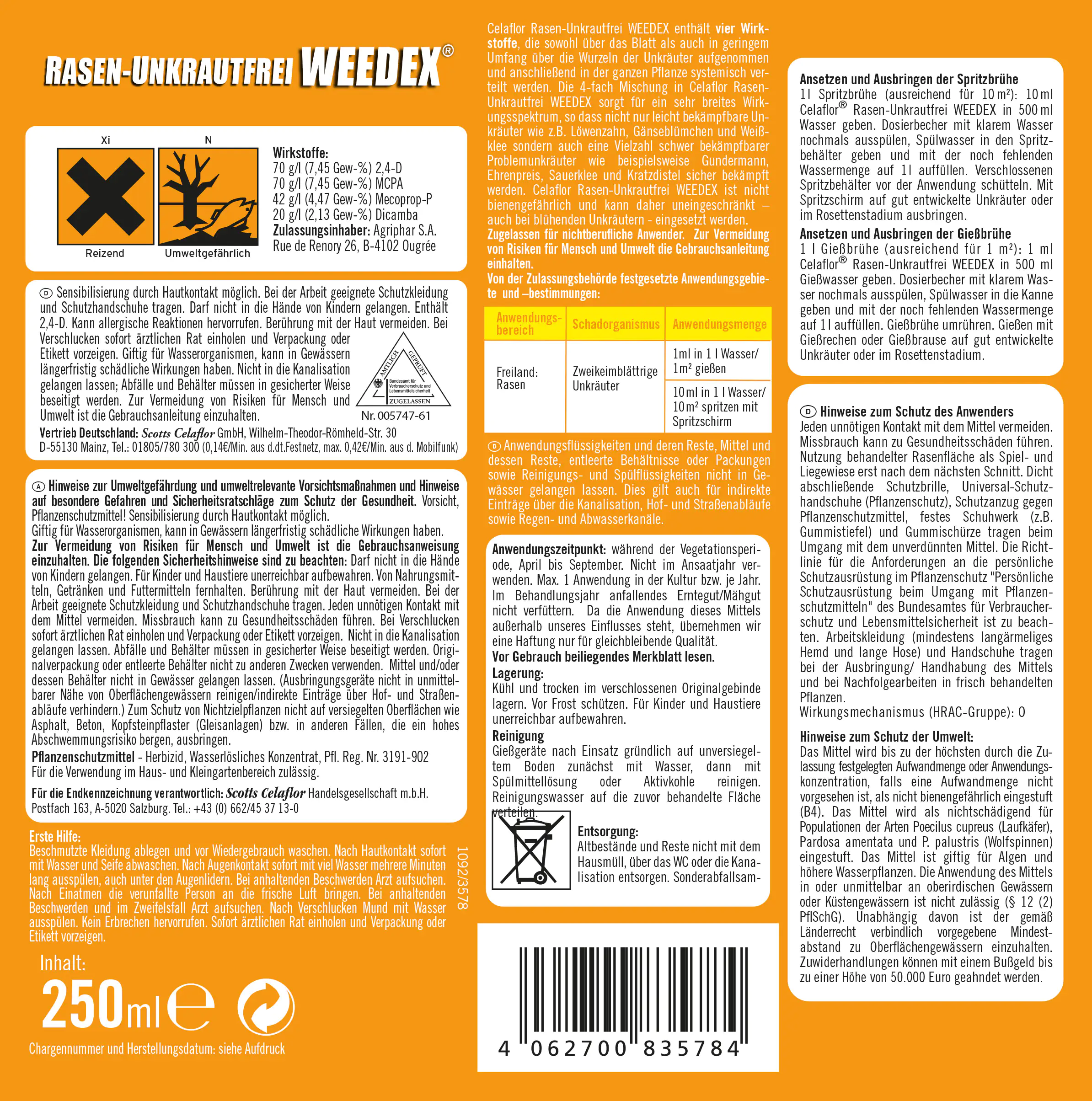 Celaflor Rasen-Unkrautfrei Weedex 400 ml