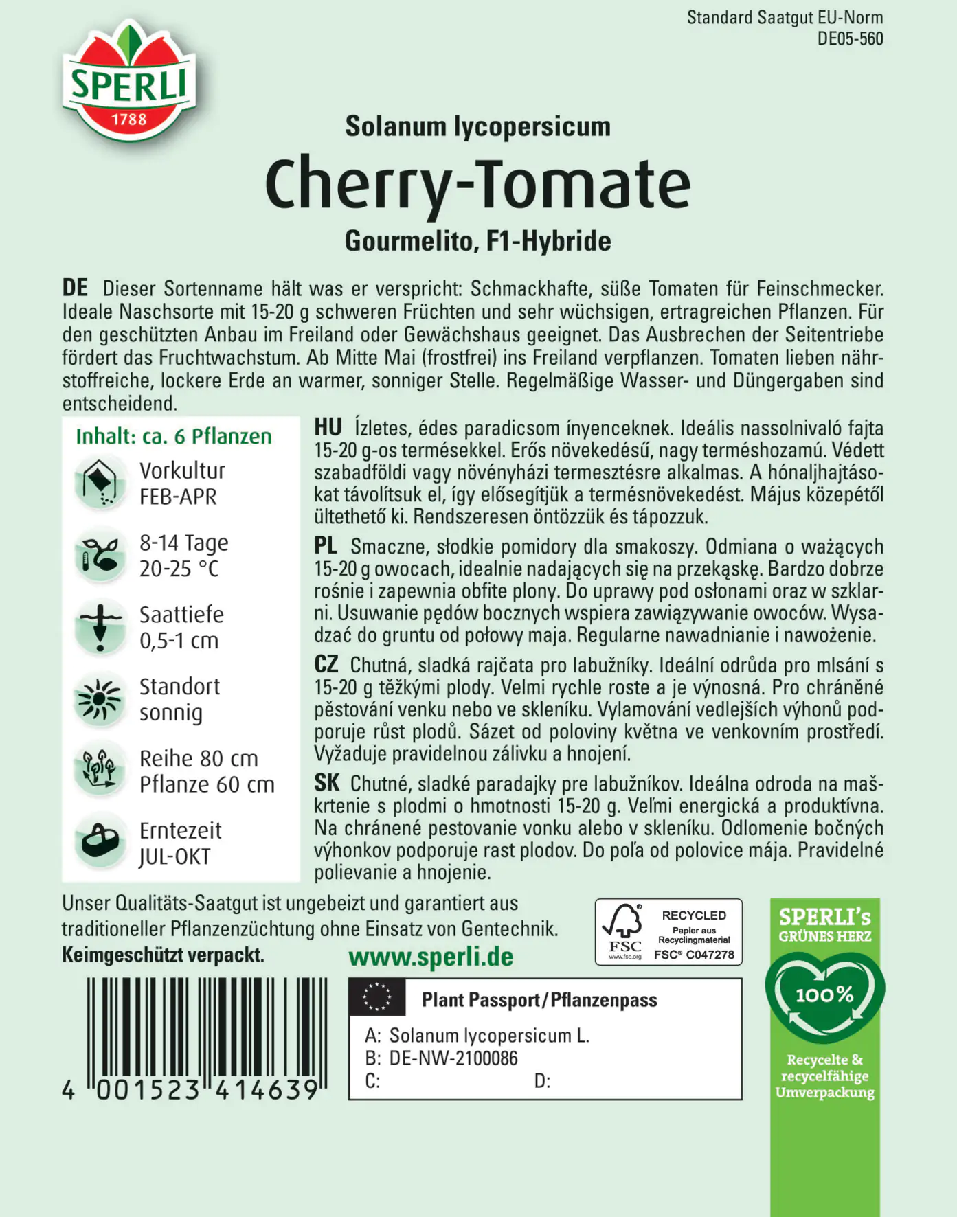 Sperli Cherry-Tomate Gourmelito F1
