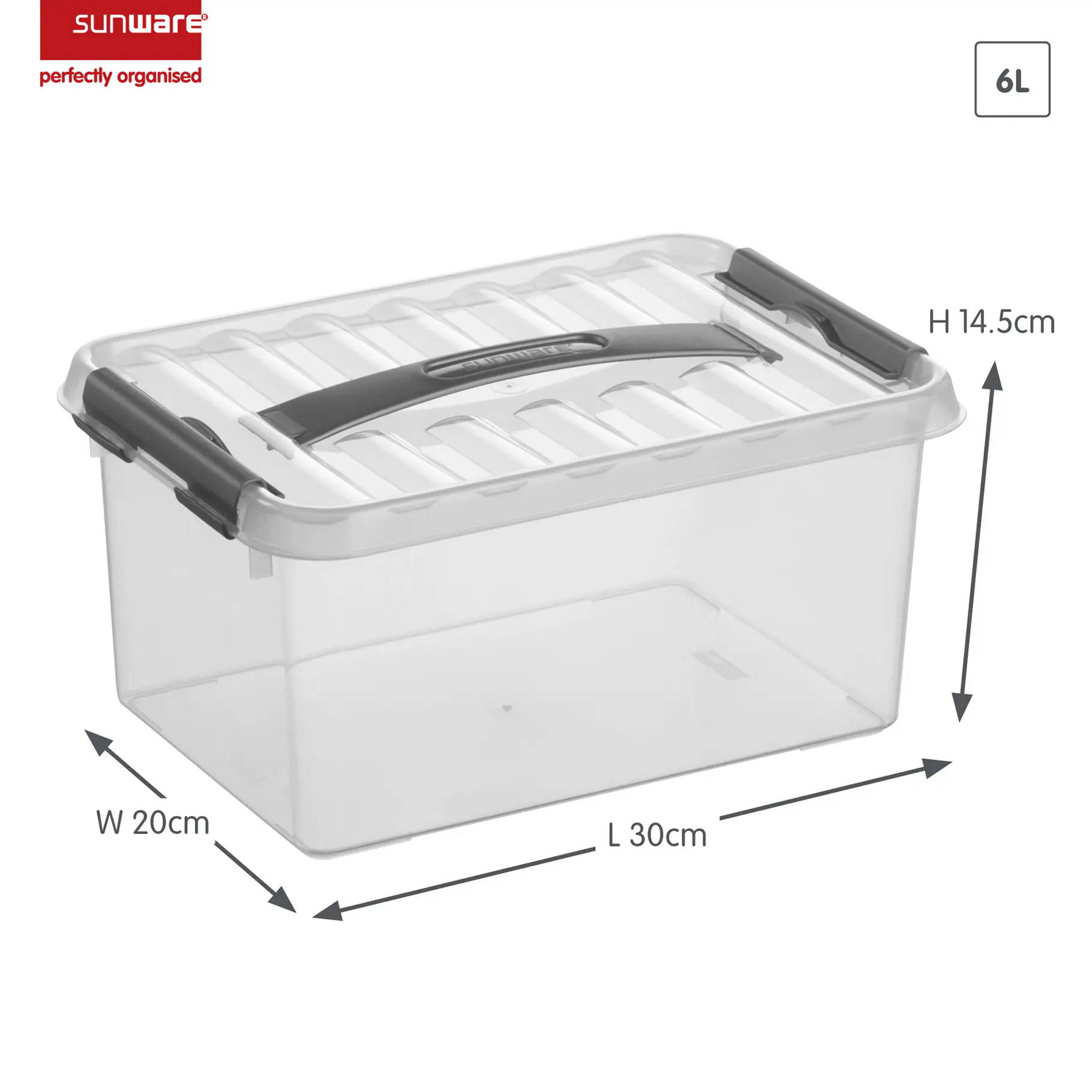 Sunware Aufbewahrungsbox Q-Line mit Deckel 30 x 20 cm 6 L transparent