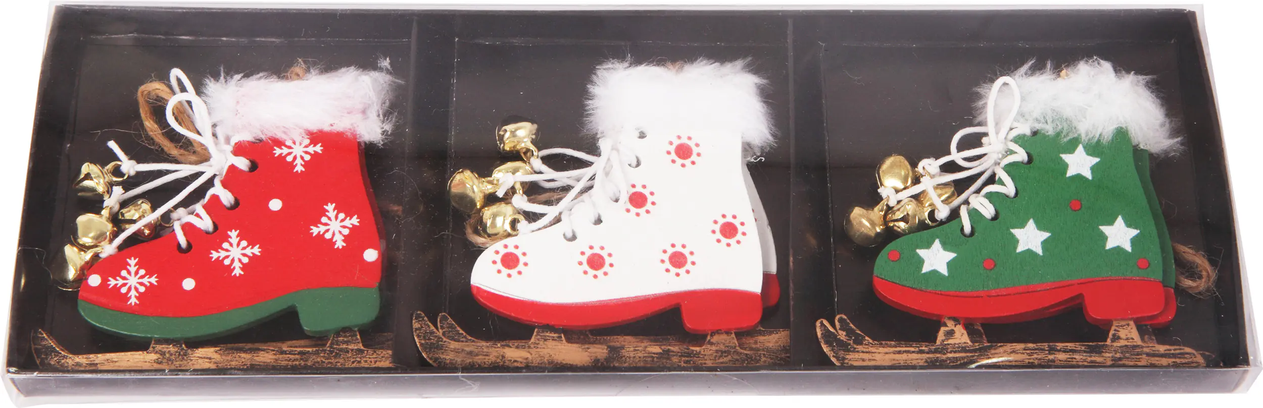 Dekohänger Schlittschuhe Metall 8 x 7 cm bunt 6 Stück 