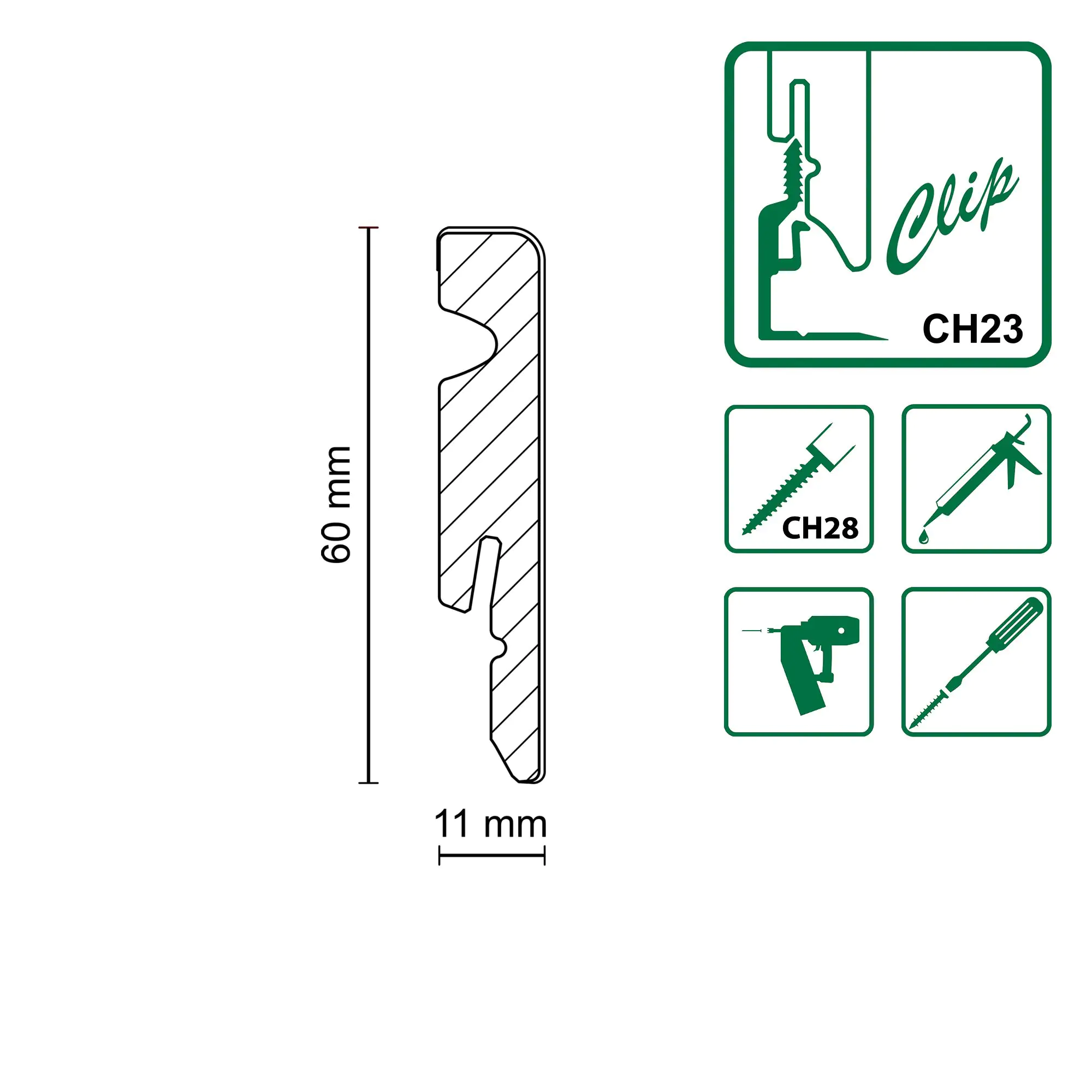 FN Neuhofer Fußleiste 220 cm 60 x 11 mm weiß