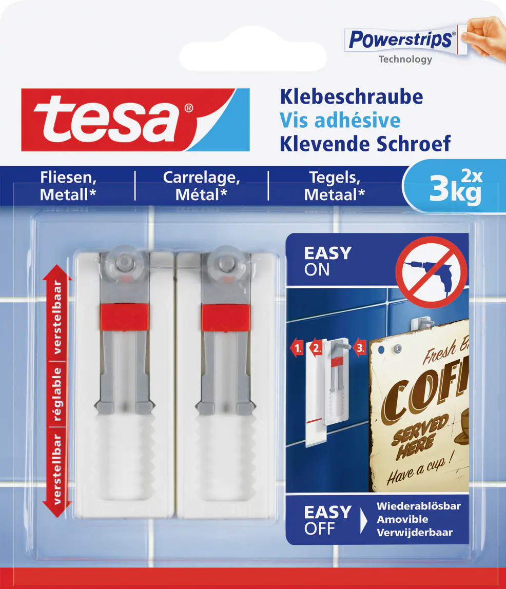 tesa Klebeschraube Traglast 3 kg, 2 Stück