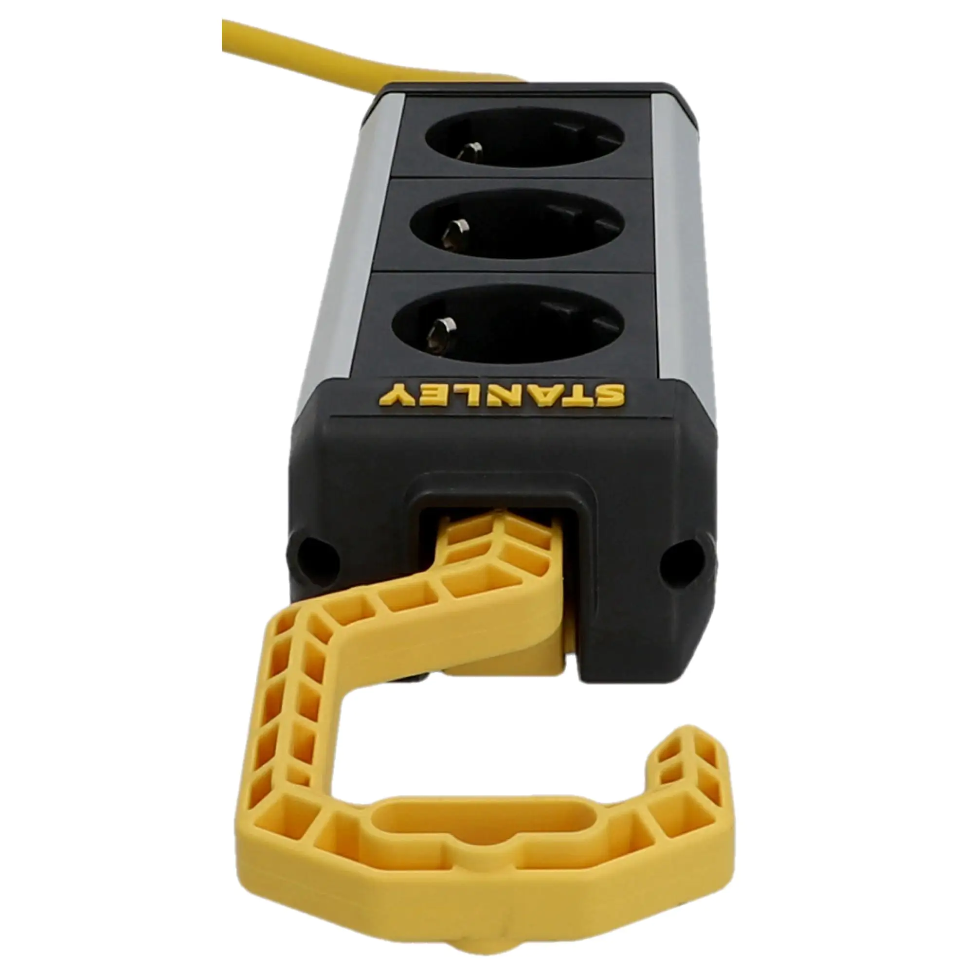 Stanley Steckdosenleiste 3-fach 3m mit Haken, Aluminiumgehäuse, schwarz