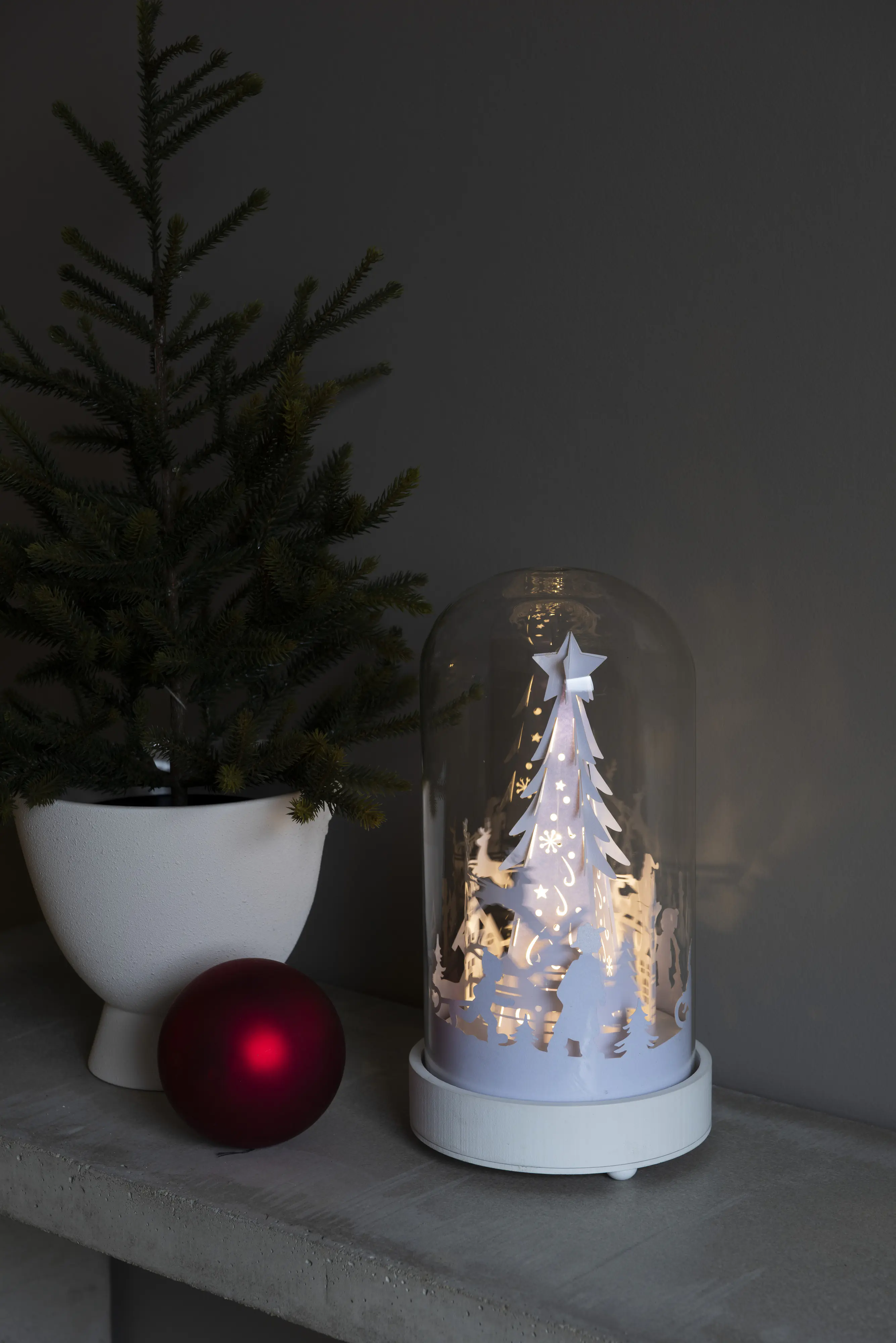 Konstsmide LED Glaslaterne Weihnachtsmann rotierend 10 Dioden warmweiß