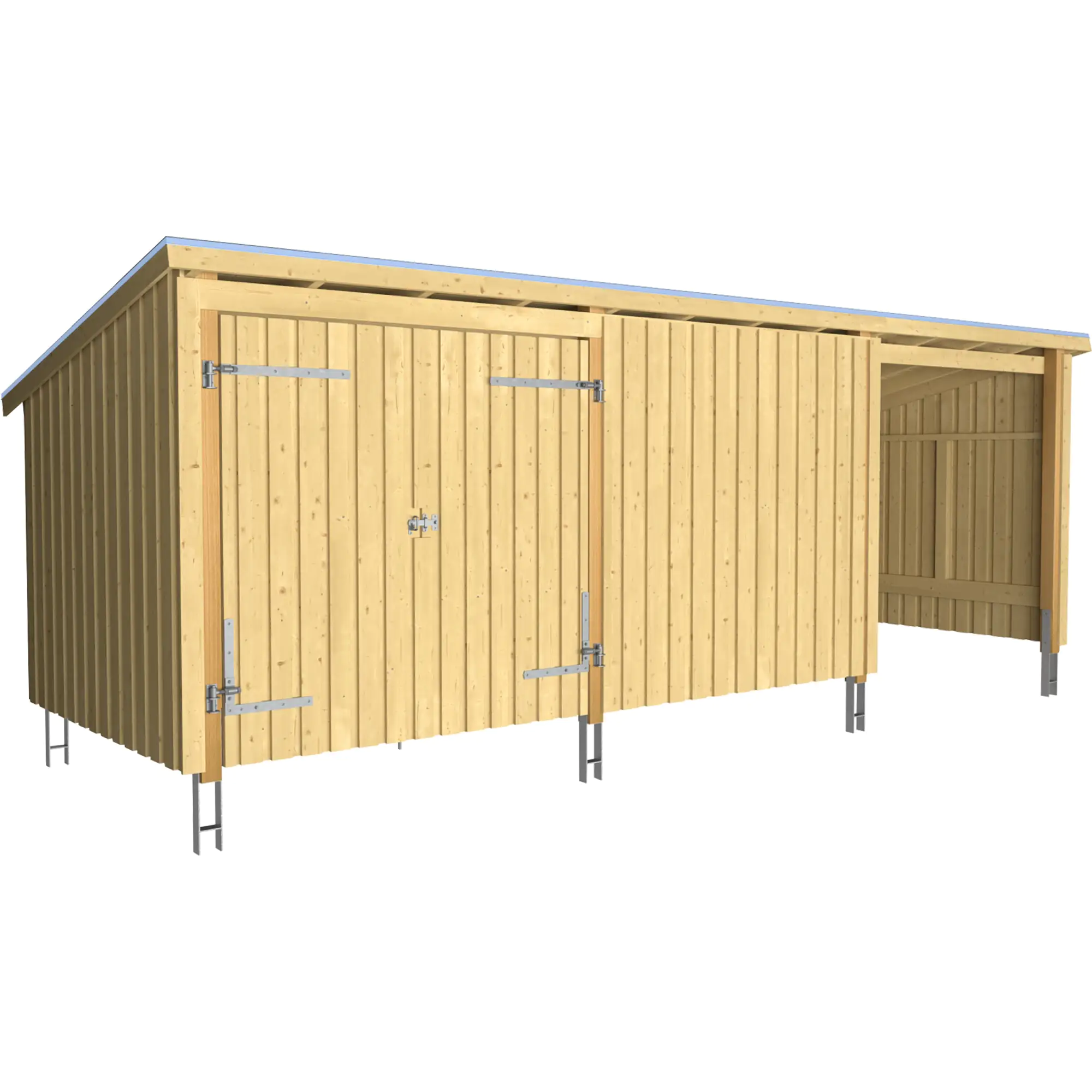 Plus Gartenhaus Nordic Multi 619 x 208 cm natur mit Doppeltür, H-Anker