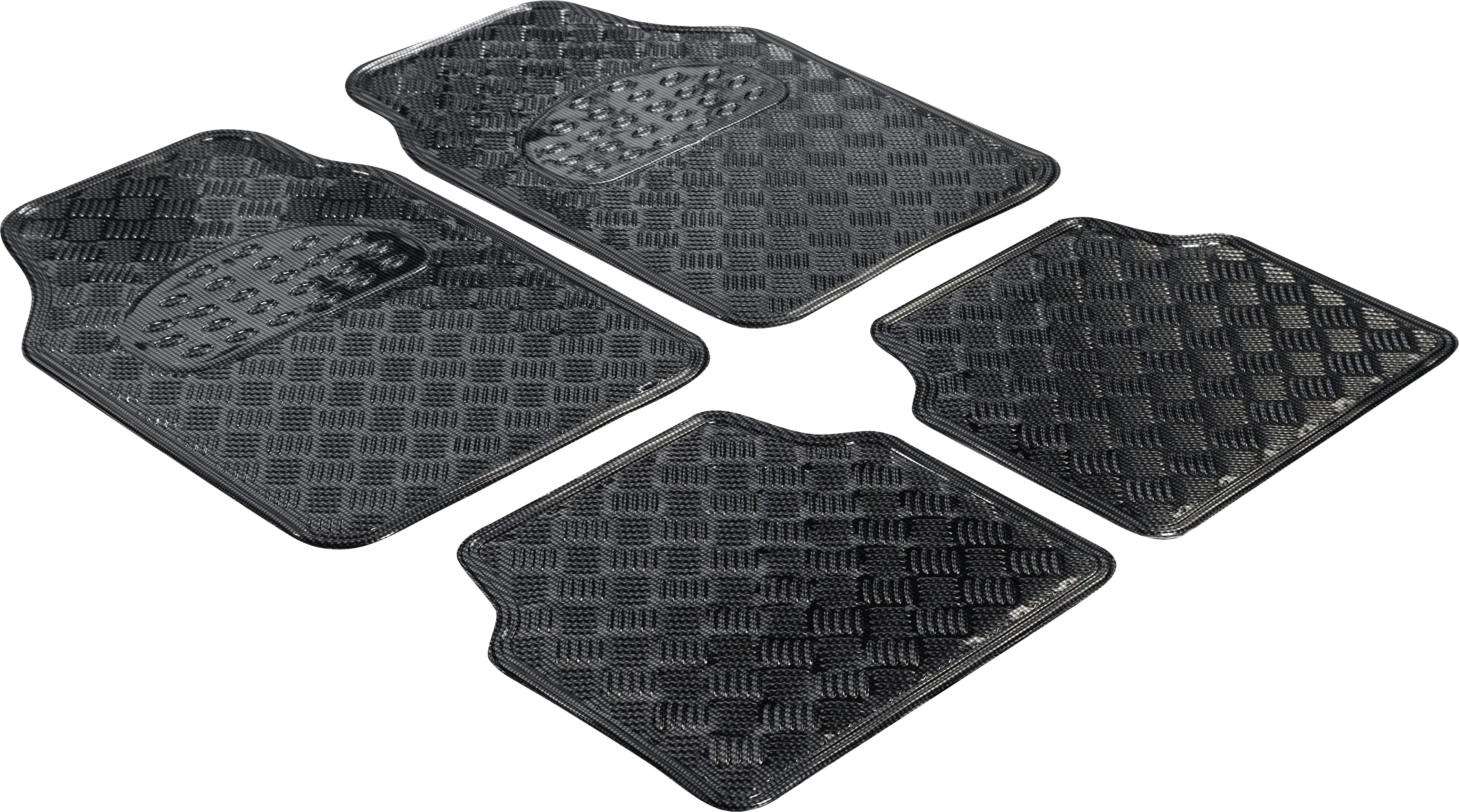 Walser Universal Fußmatten Gummi Metallic RiffelblechLook Komplett-Set carbon