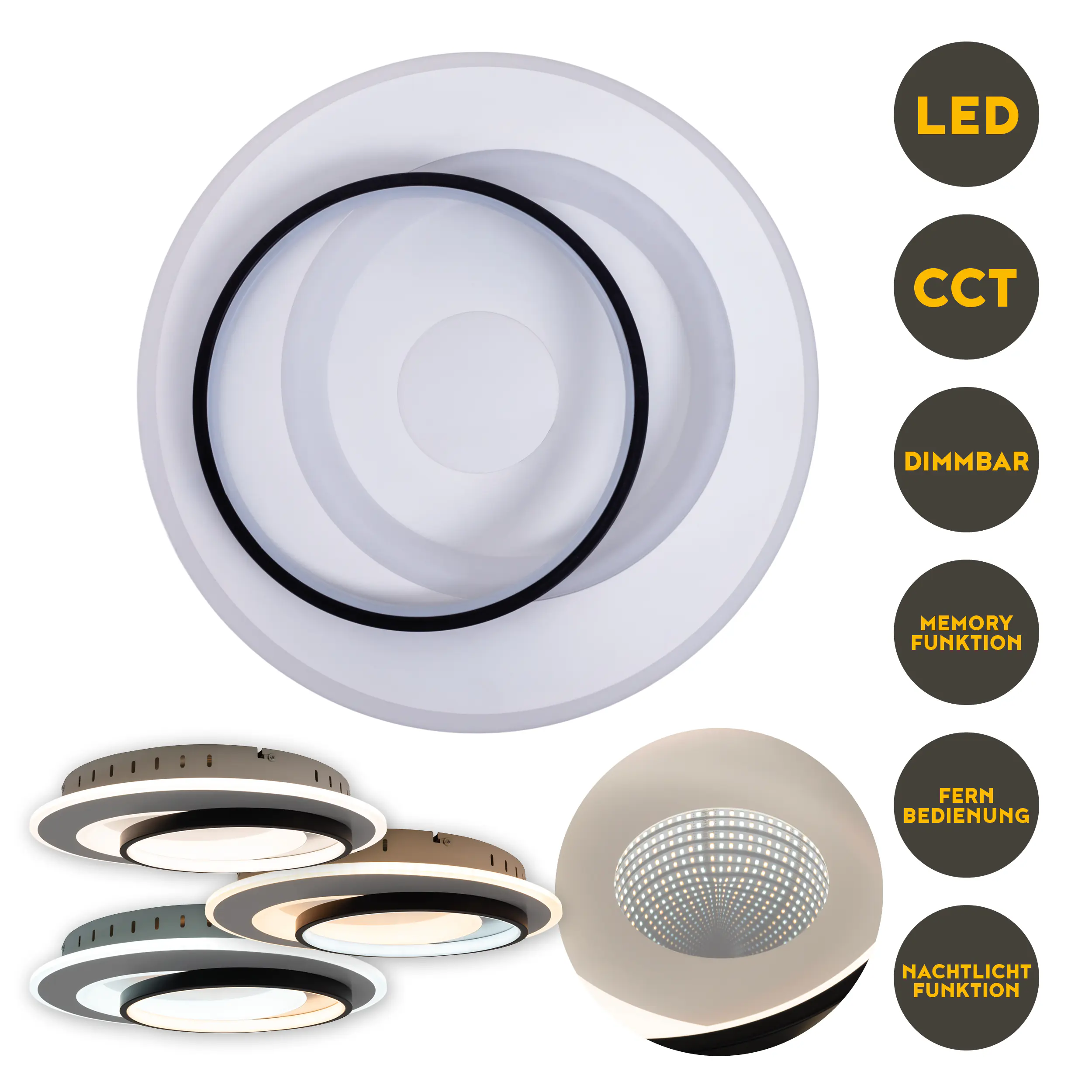 Light & More LED Deckenleuchte Lupin 3D-Effekt 40 W Metall warm-kaltweiß
