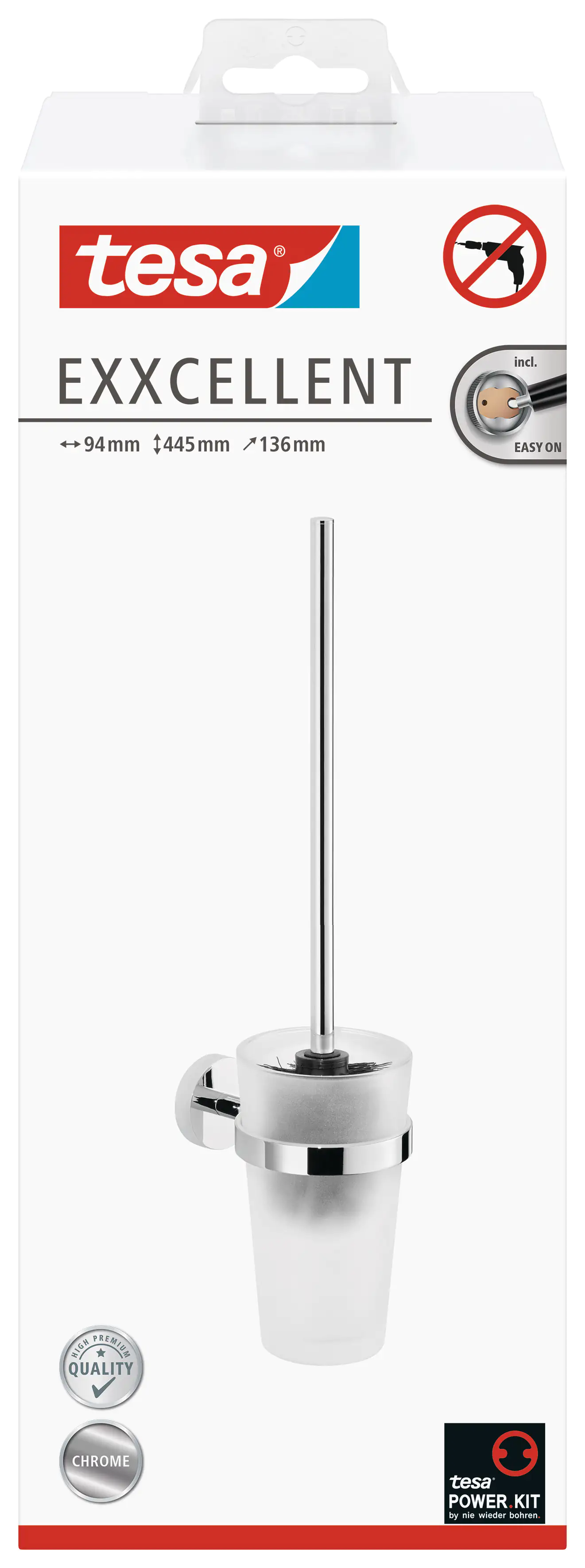tesa WC-Bürstengarnitur Exxcellent Metall und Milchglas, chrom/weiß
