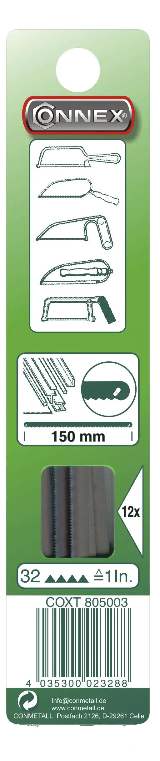 Connex Sägeblatt 150 mm für Metall 12 Stück
