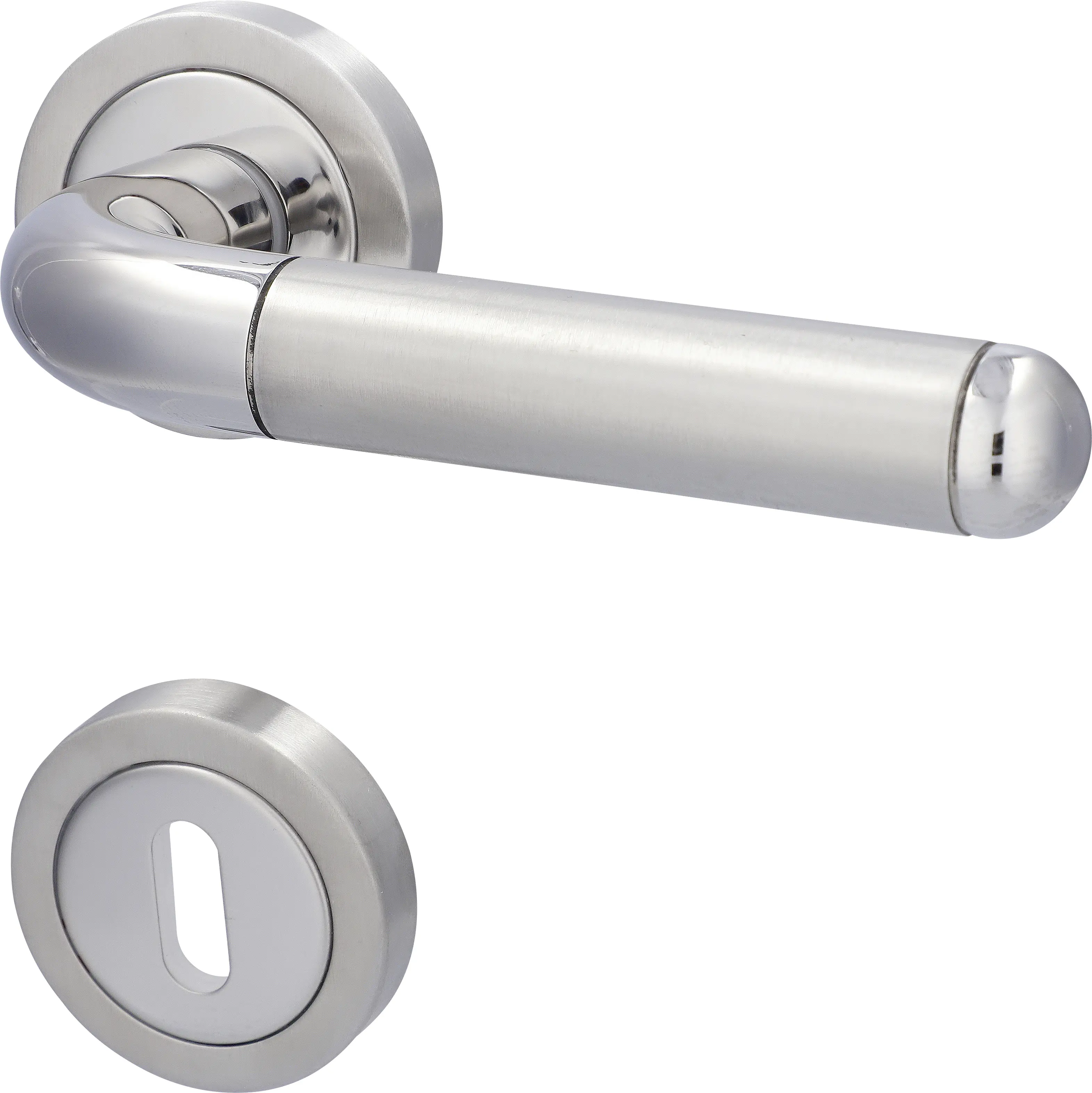 Südmetall Türgriff-Garnitur Rosette Fair IV BB Edelstahl poliert/satiniert silber Ø 52 mm