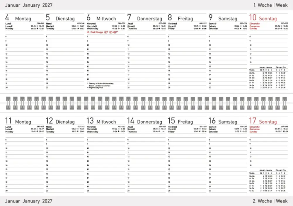 Korsch Kalender Classic Colourlux 2027 schwarz