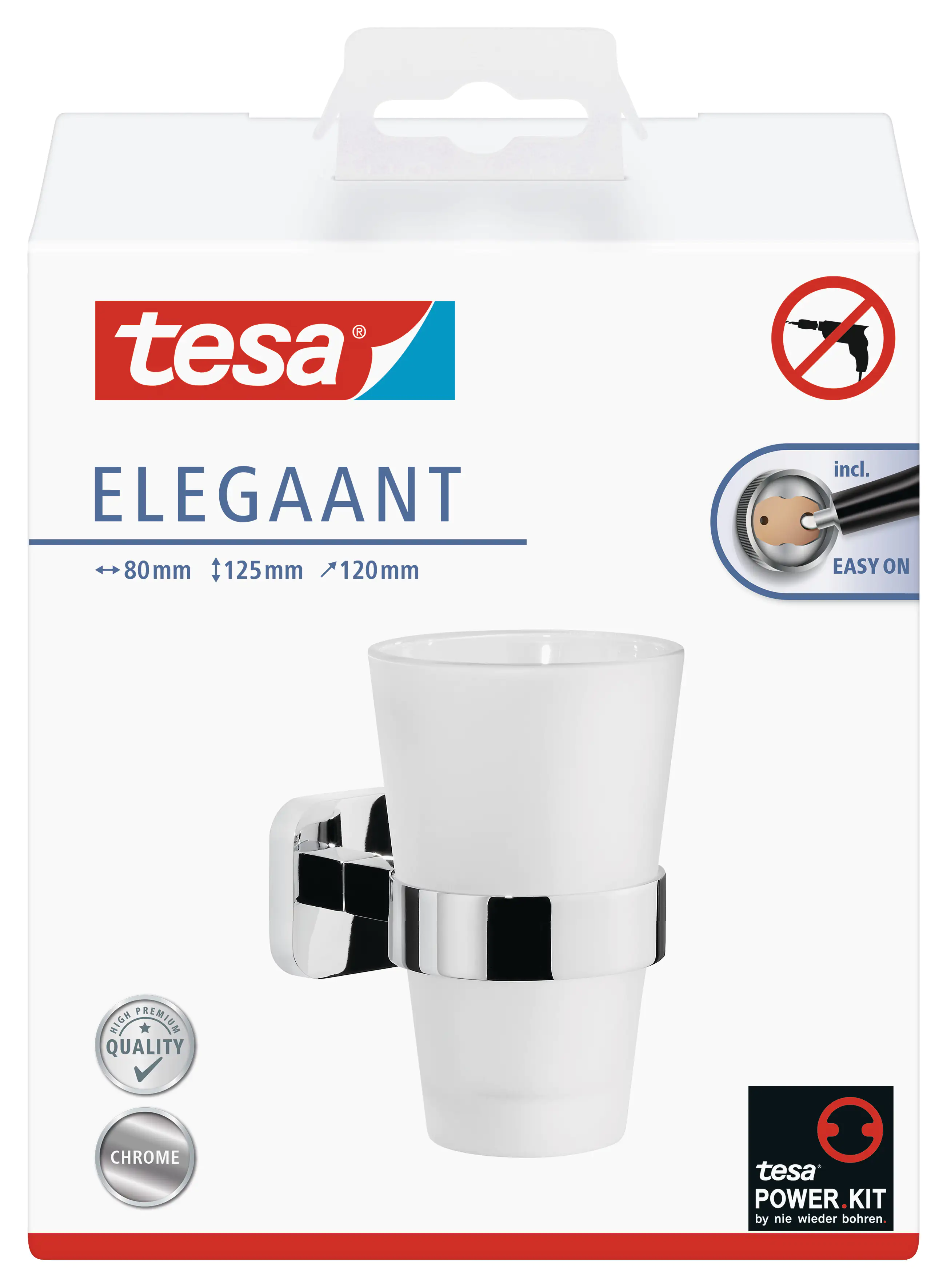 tesa Zahnputzbecher Elegaant Metall und Milchglas, chrom