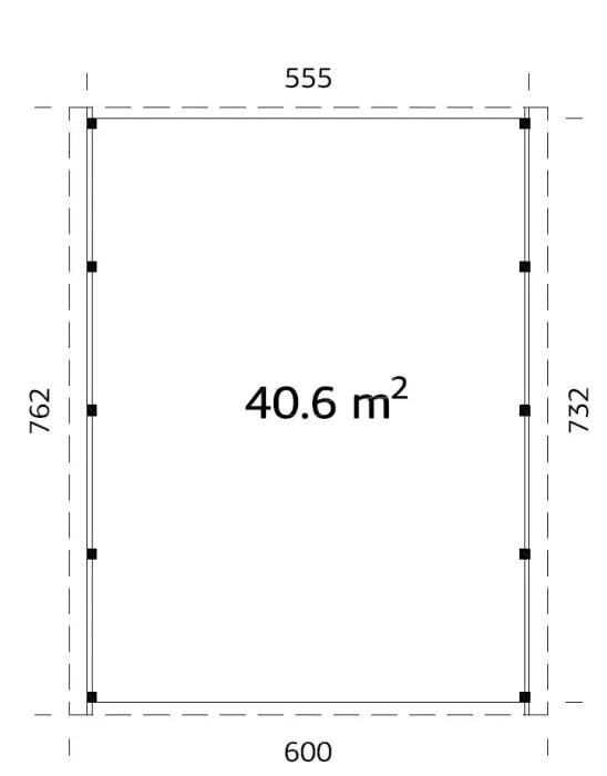 Palmako Carport Karl 555 x 732 cm naturbelassen