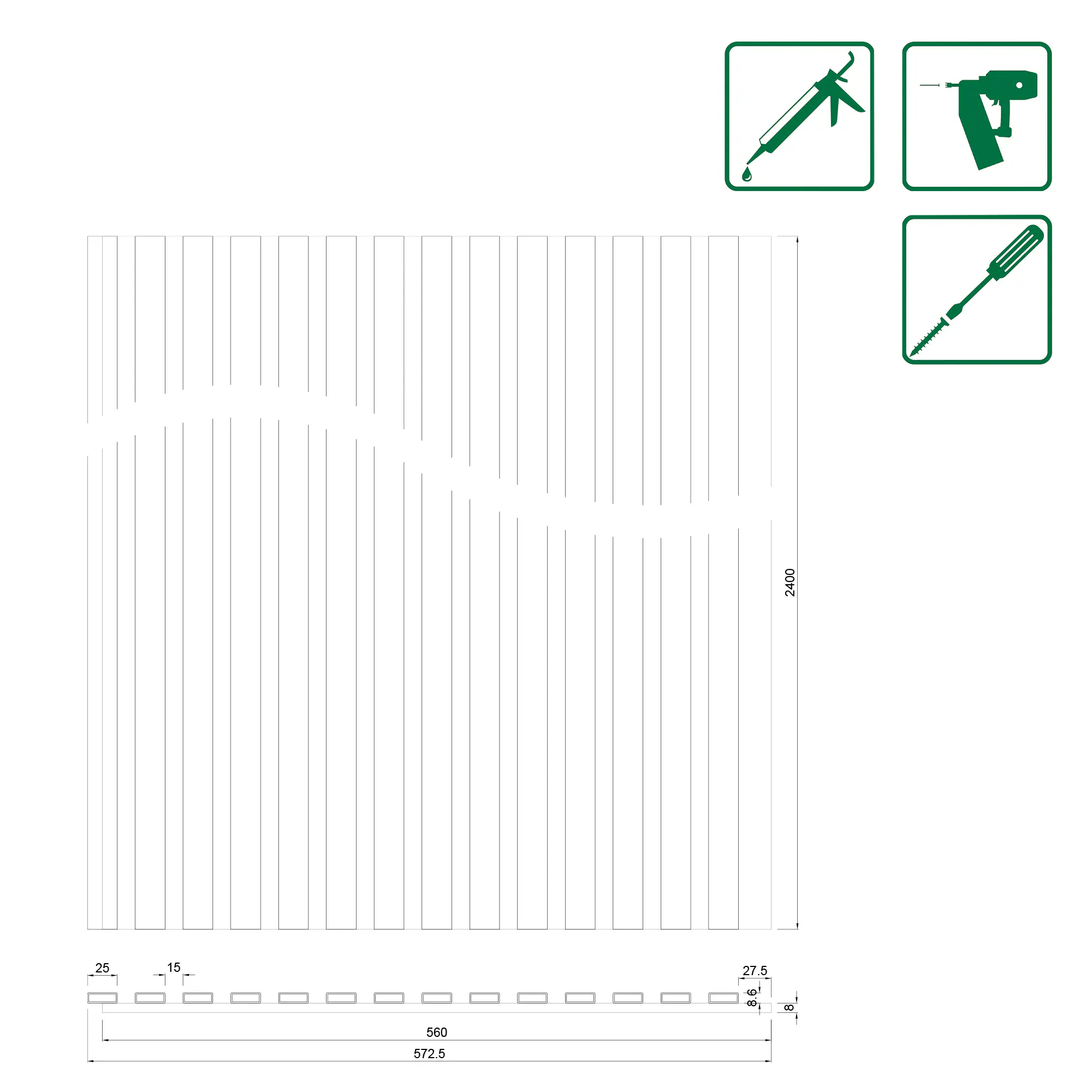 Neuhofer Akustikpaneel Eiche foliert 240 x 57,2 x 1,9 cm braun rustikal