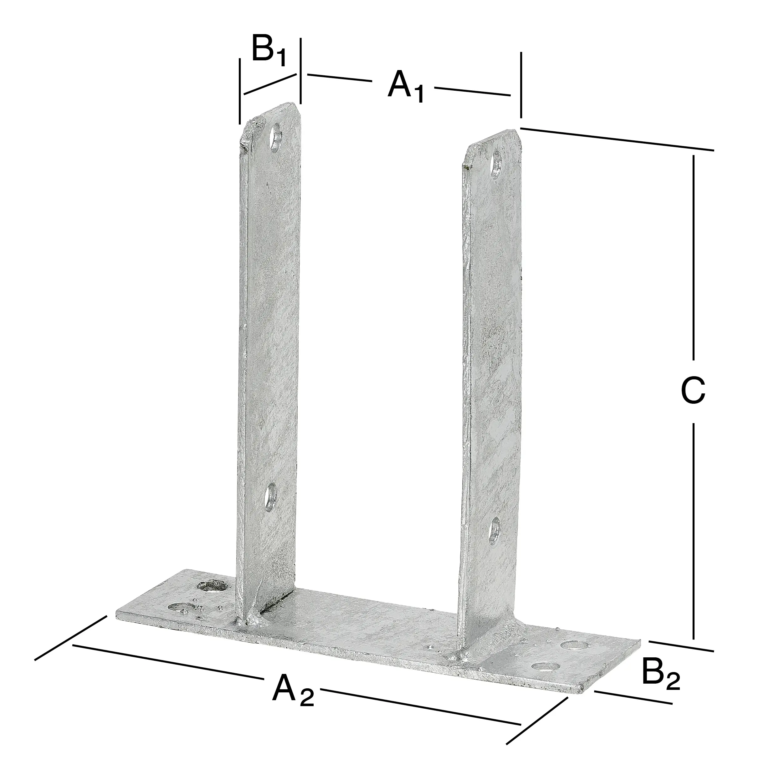 Vormann Schwere Stützenschuhe feuerverzinkt 71/160 x 50/60 x 200 mm