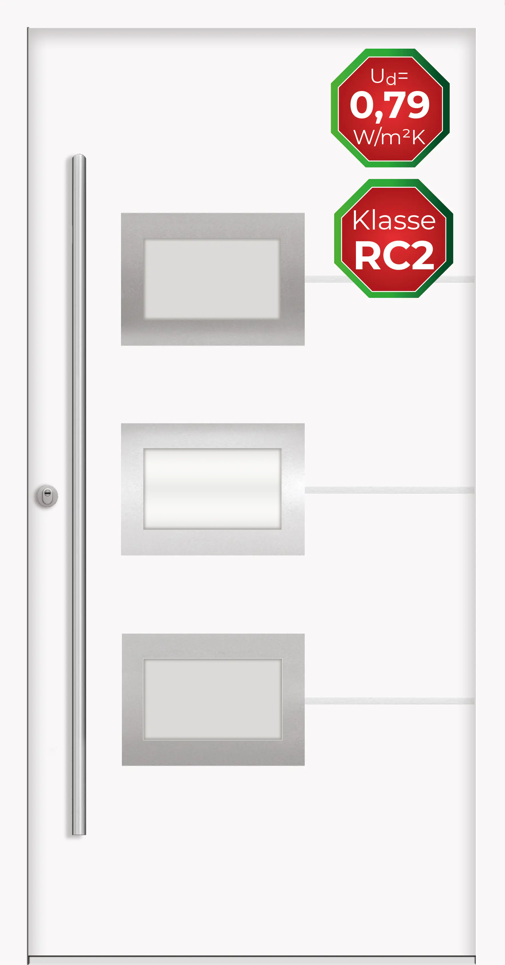 Splendoor Haustür Passivedoor Premium B03 RC2 Weiß DIN Links 100 x 210 cm