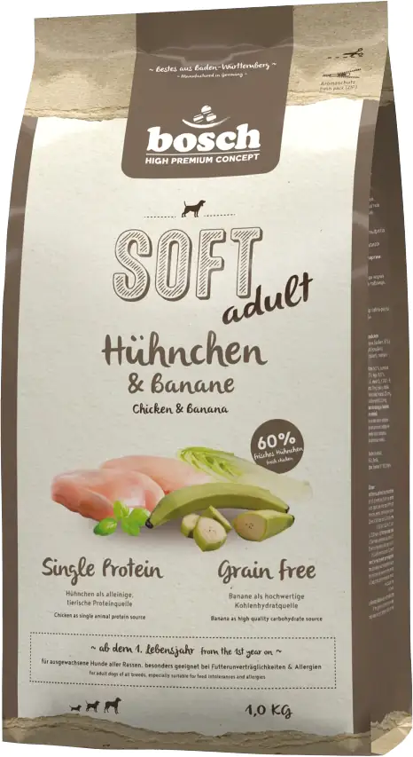 Bosch Hundetrockenfutter Adult Soft 1 kg Hühnchen & Banane 