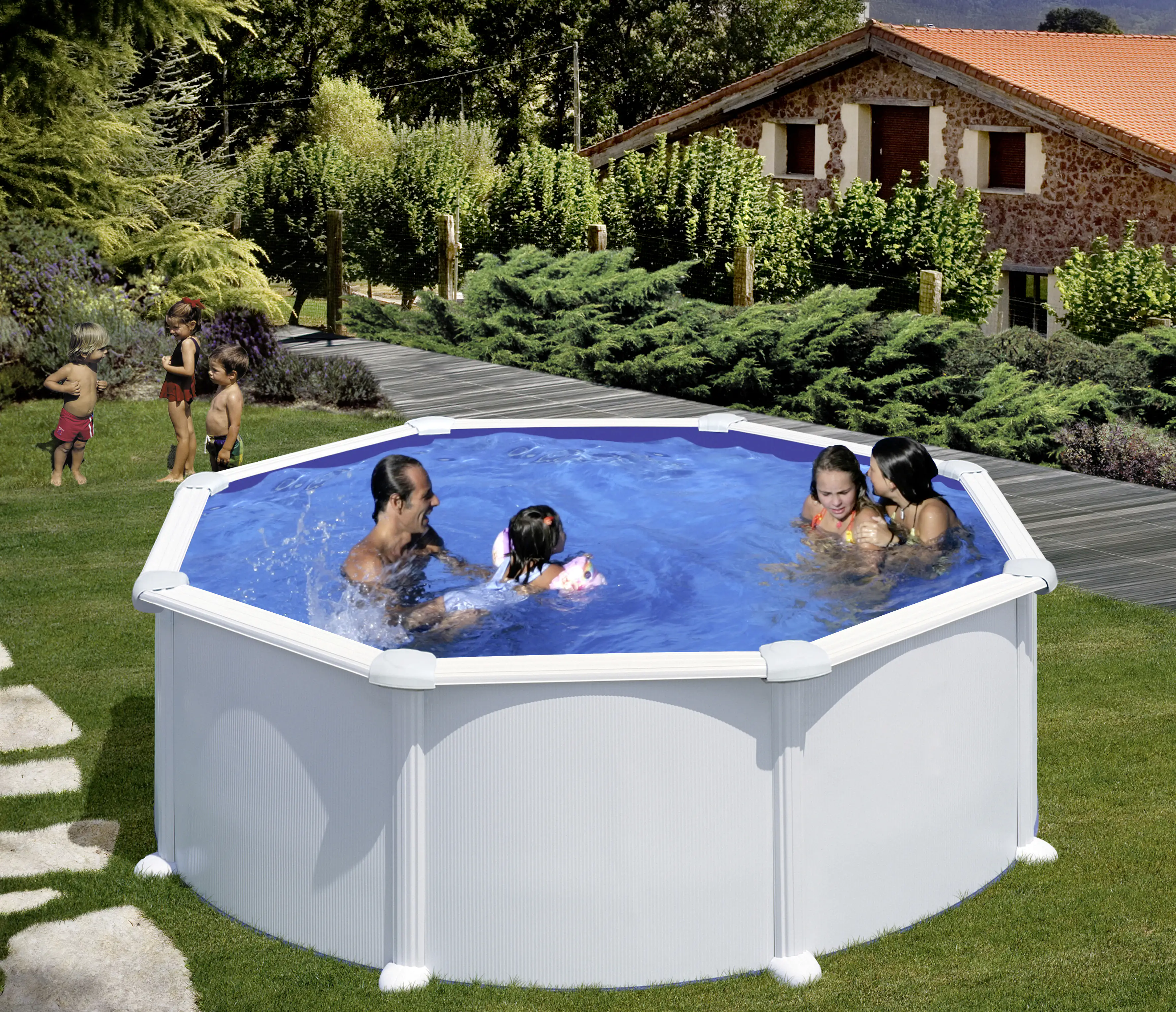 Gre Stahlwandpool Atlantis rund Ø 350 x 132 cm, weiß