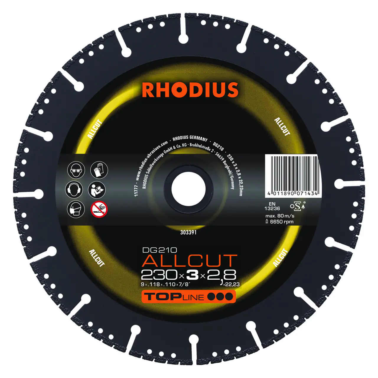 Rhodius Diamanttrennscheibe Allcut Ø 230 mm Bohrung 22,23 mm
