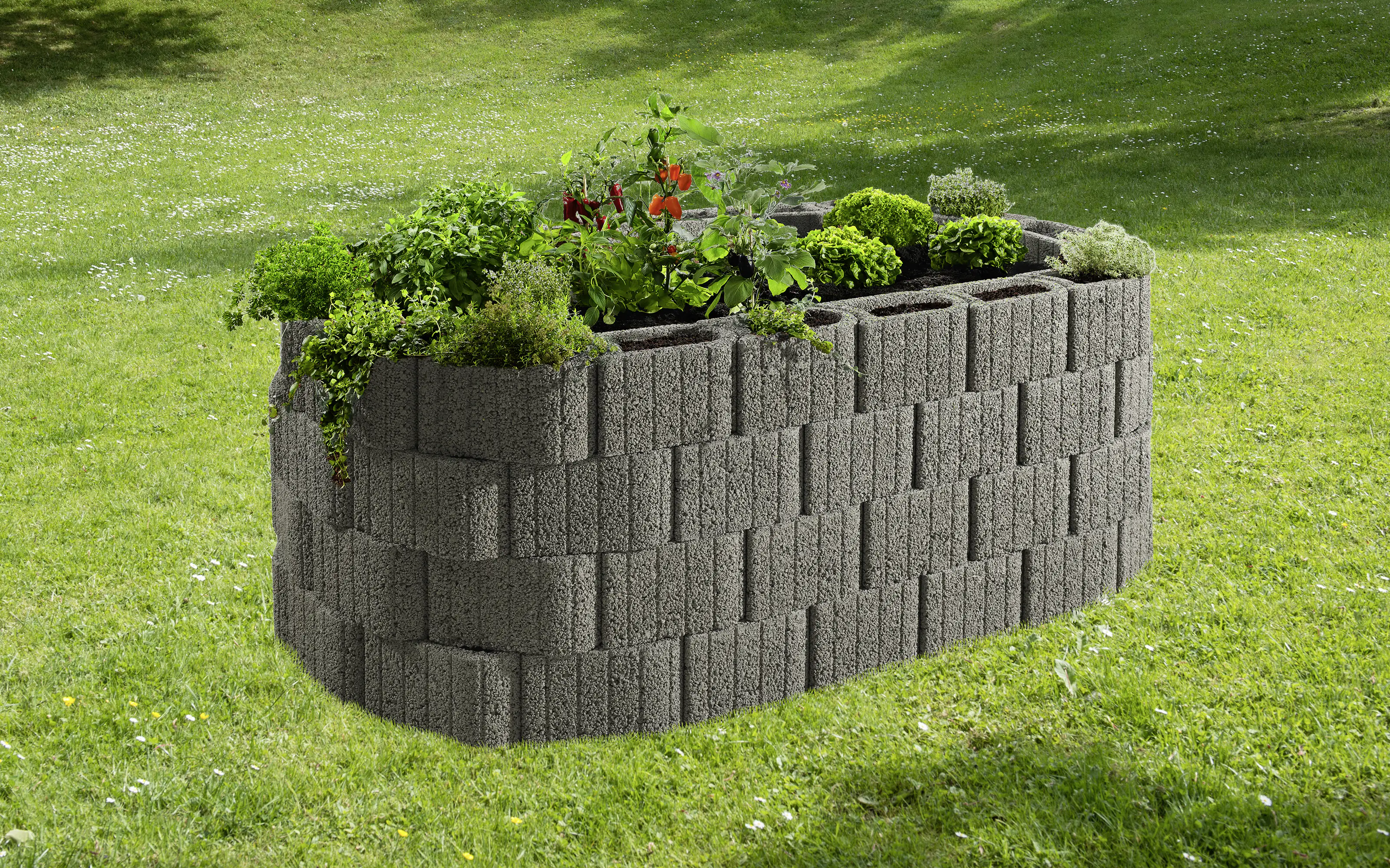 Kann Hochbeet-Set Pflanzstein Mini Plus 230 x 140 x 80 cm grau