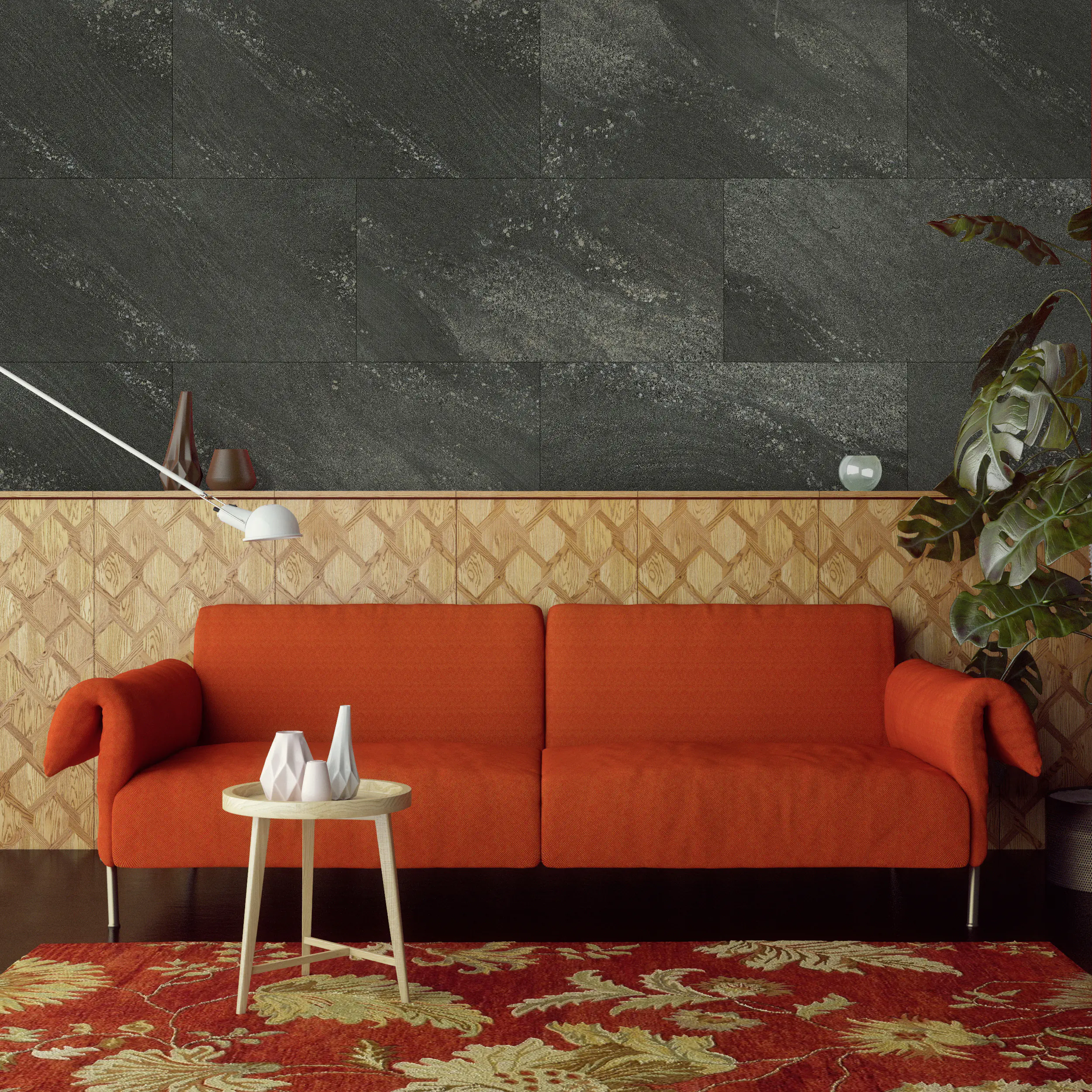 Grosfillex Kunststoffpaneel Marmor 60 x 30 cm 5 mm schwarz