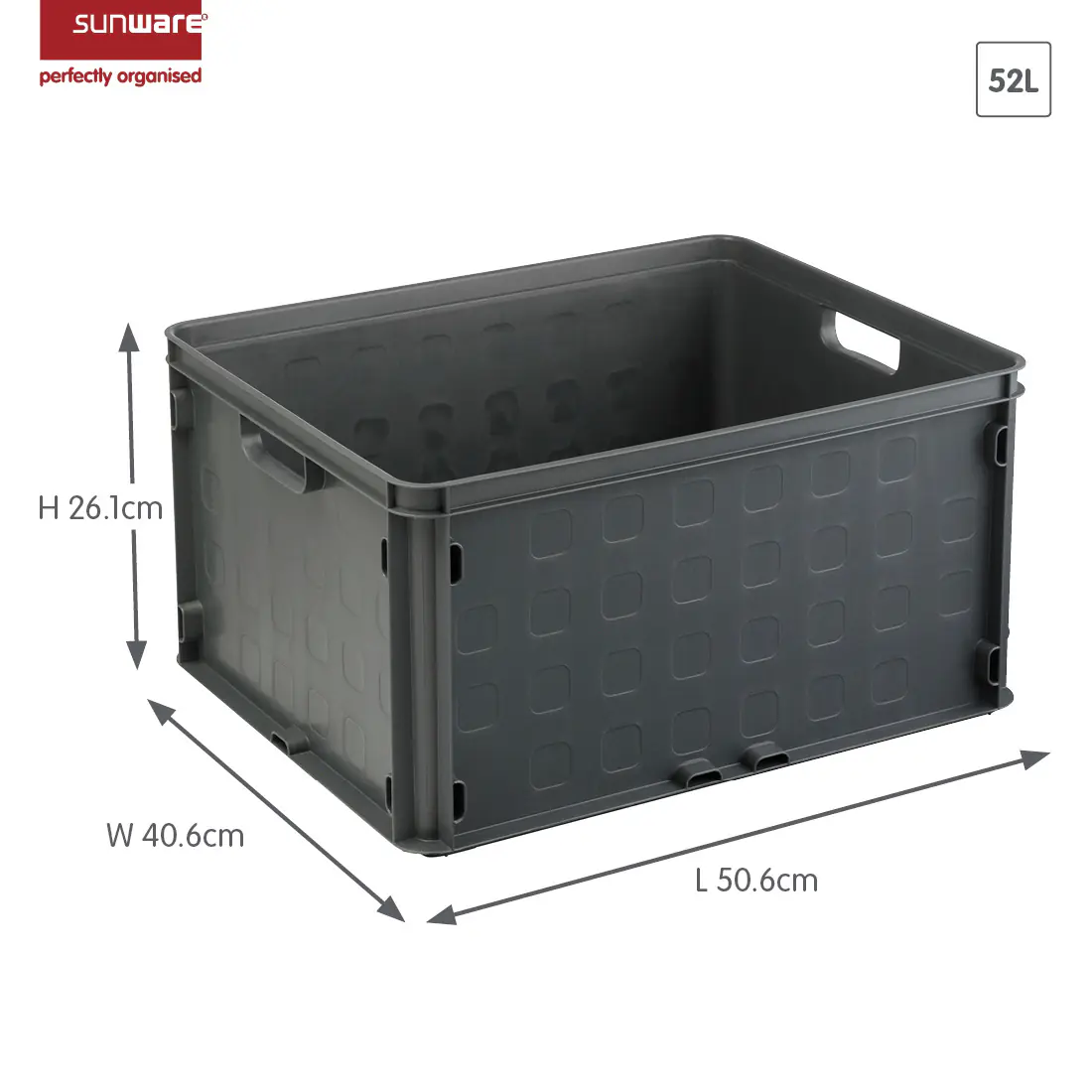 Sunware Aufbewahrungsbox Square mit Griffen 50 x 40 cm 52 L anthrazit