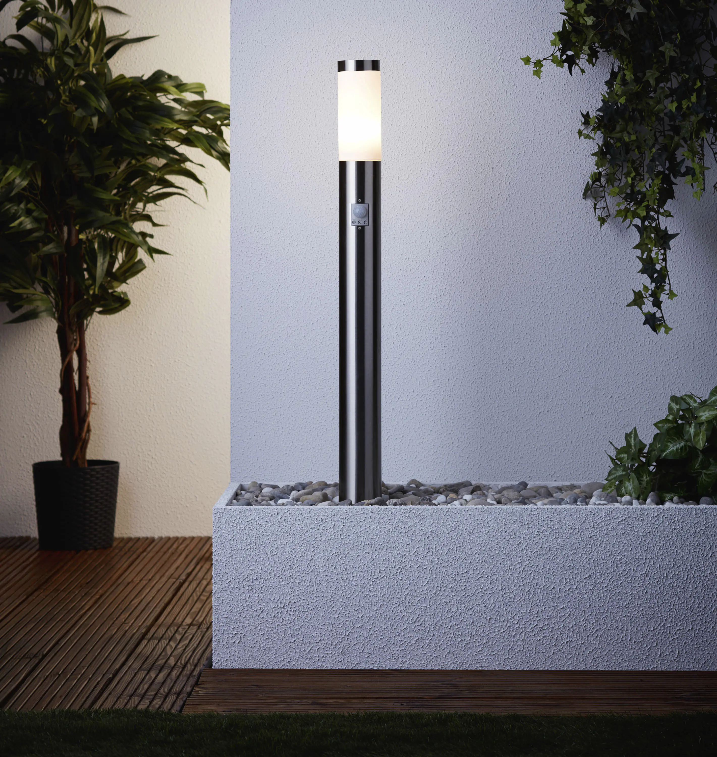 Brilliant Wegeleuchte Bole edelstahl 77,5 cm Bewegungsmelder E27 60 W