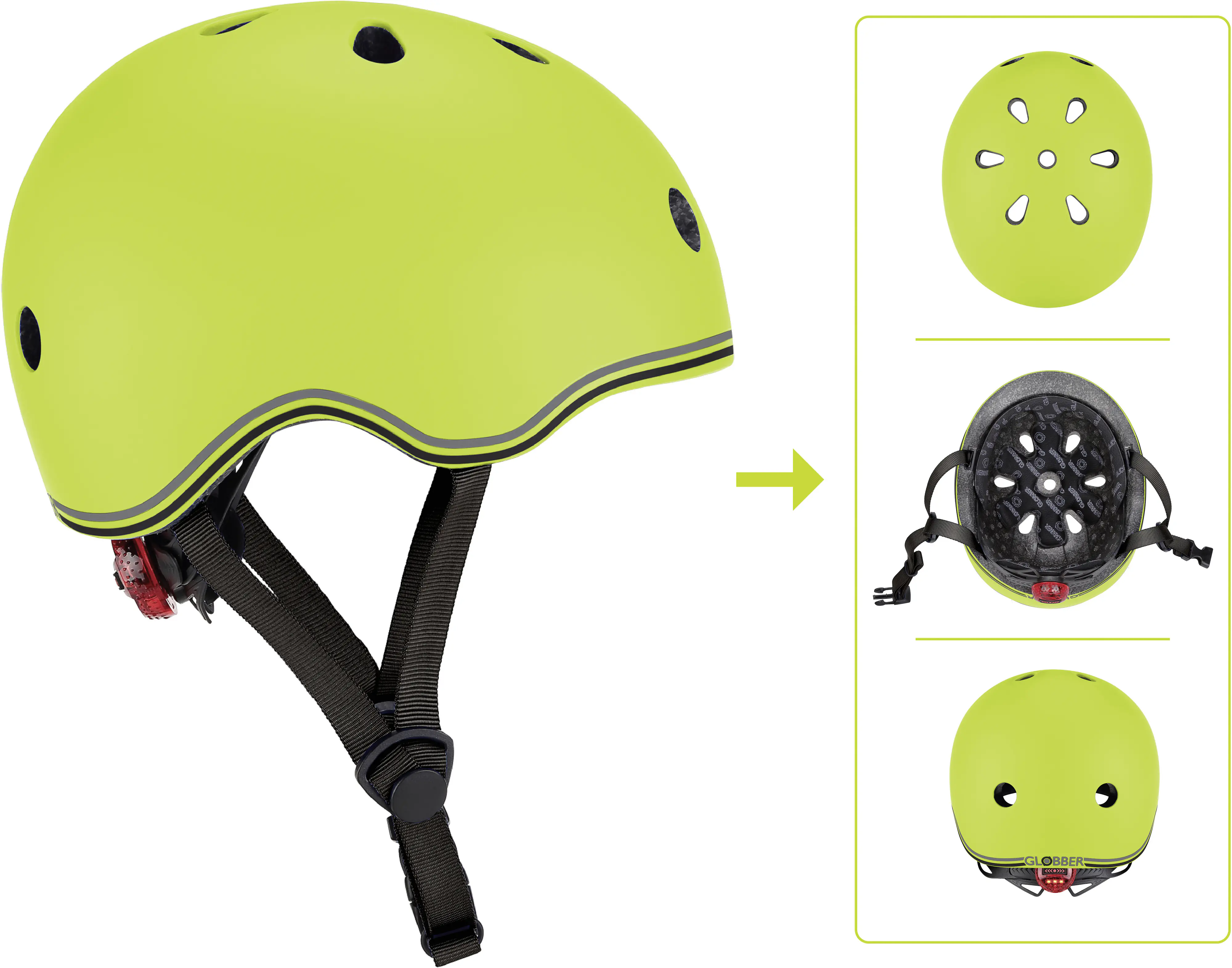  Globber Fahrradhelm Kinder Go-Up lights XXS/XS lime grün